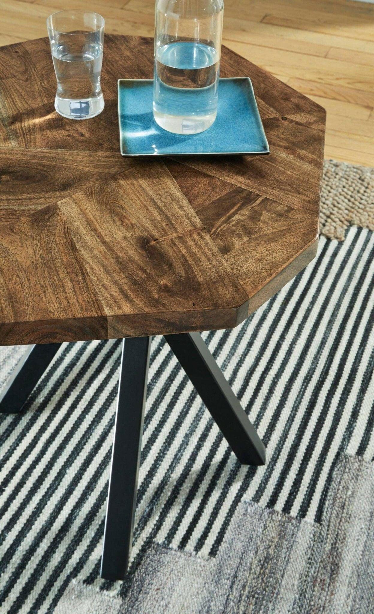 Haileeton Modern End Table T806 - 6 Inch Small Side Table for Living Room, Bedroom, Office - Nightstand with Sturdy Metal Frame & Wooden Top - Perfect for Coffee, Books, Lamps & Home Decor