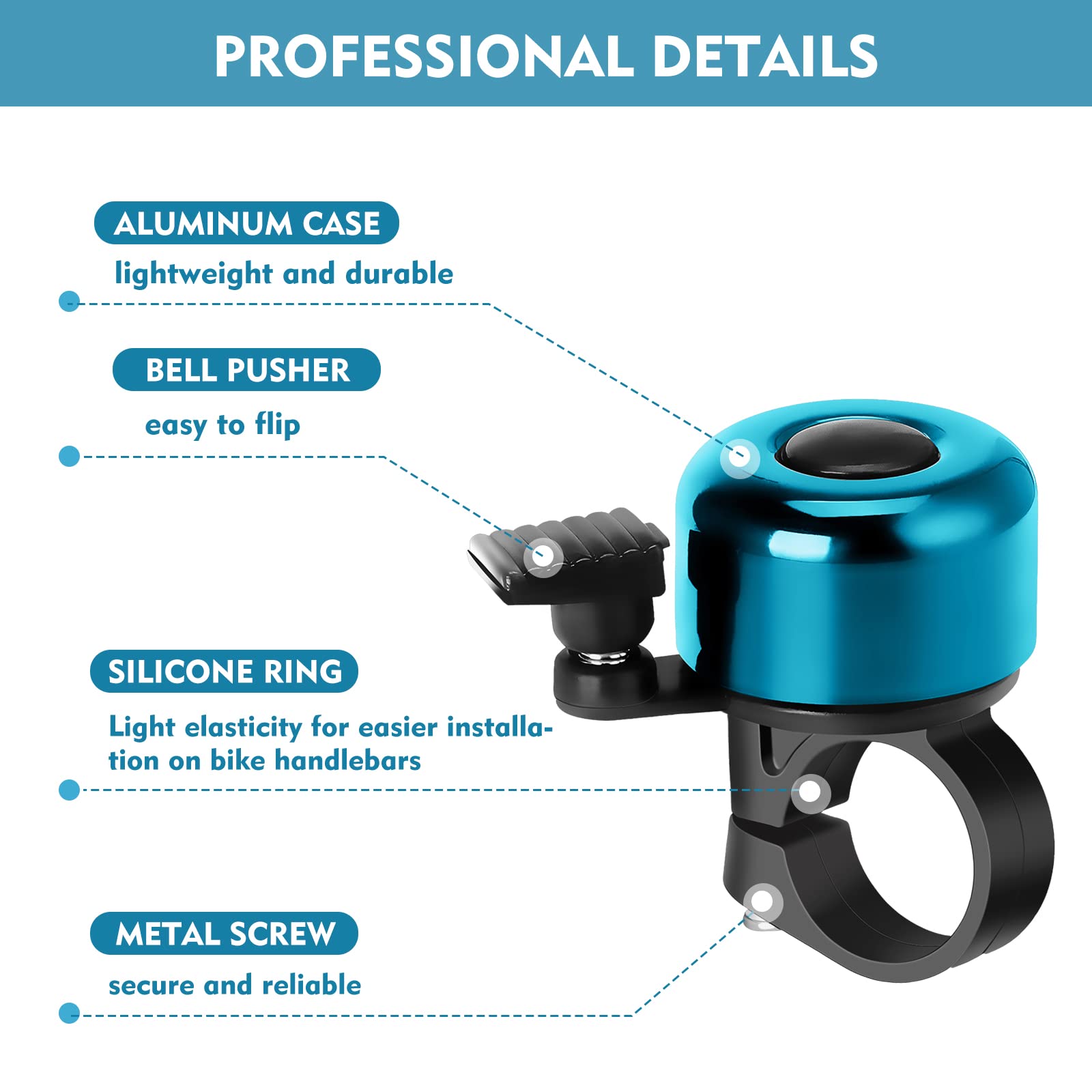 2 Pack Aluminum Bike Bell - Loud & Clear Bicycle Bell for Adults, Kids, Teens - Right/Left Hand Use for City & Mountain Bikes - Perfect for Commuting, Cycling Safety & Outdoor Adventures
