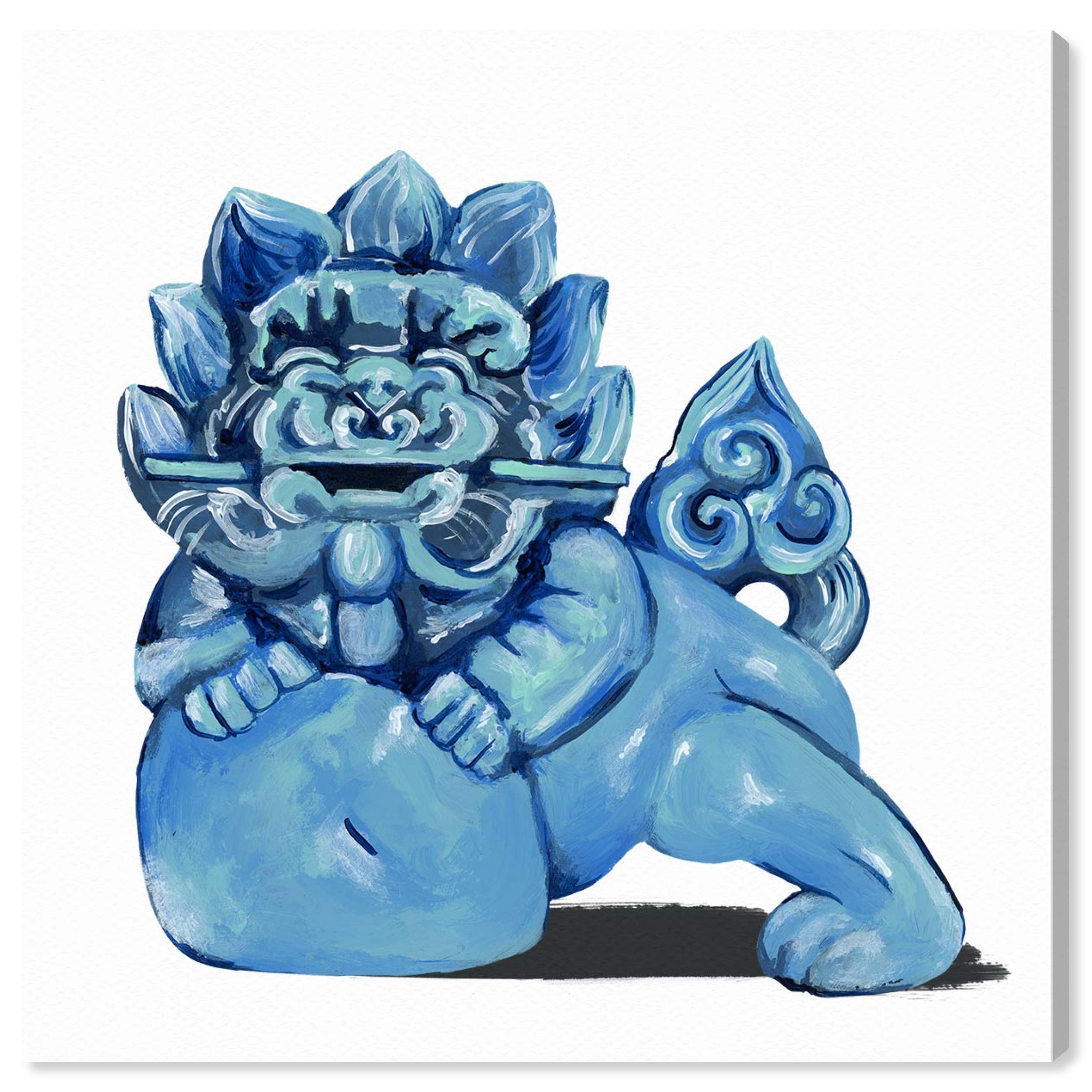 Oliver Gal Artist Co. 'Foo Dog' World & Countries Wall Art Canvas Print - Blue & White Home Decor (30