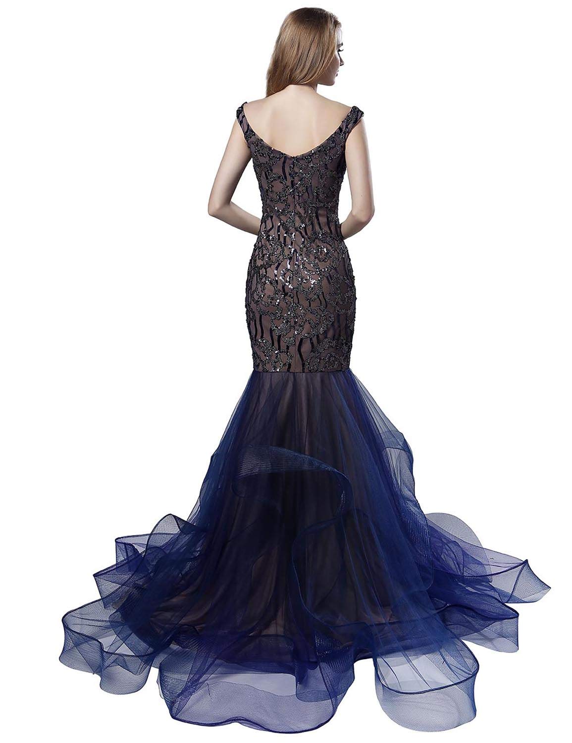 Elegant Beaded Mermaid Prom Dress for Women 2024 - Sparkly Sequin Long Evening Gown in Tulle & Satin - Perfect for Formal Events, Weddings & Red Carpet Occasions