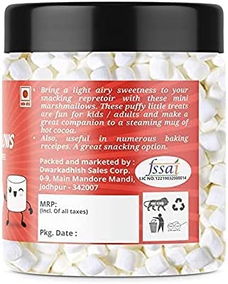 AOZA Dhawak Mini Marshmallows - Vanilla Mist Flavor - 150g | Jar Packaging | Perfect for Hot Chocolate, Baking & Party Snacks