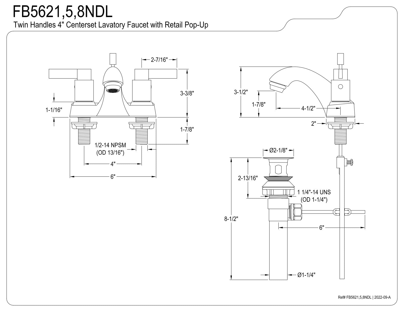 Kingston Brass FB5625NDL NuvoFusion 4
