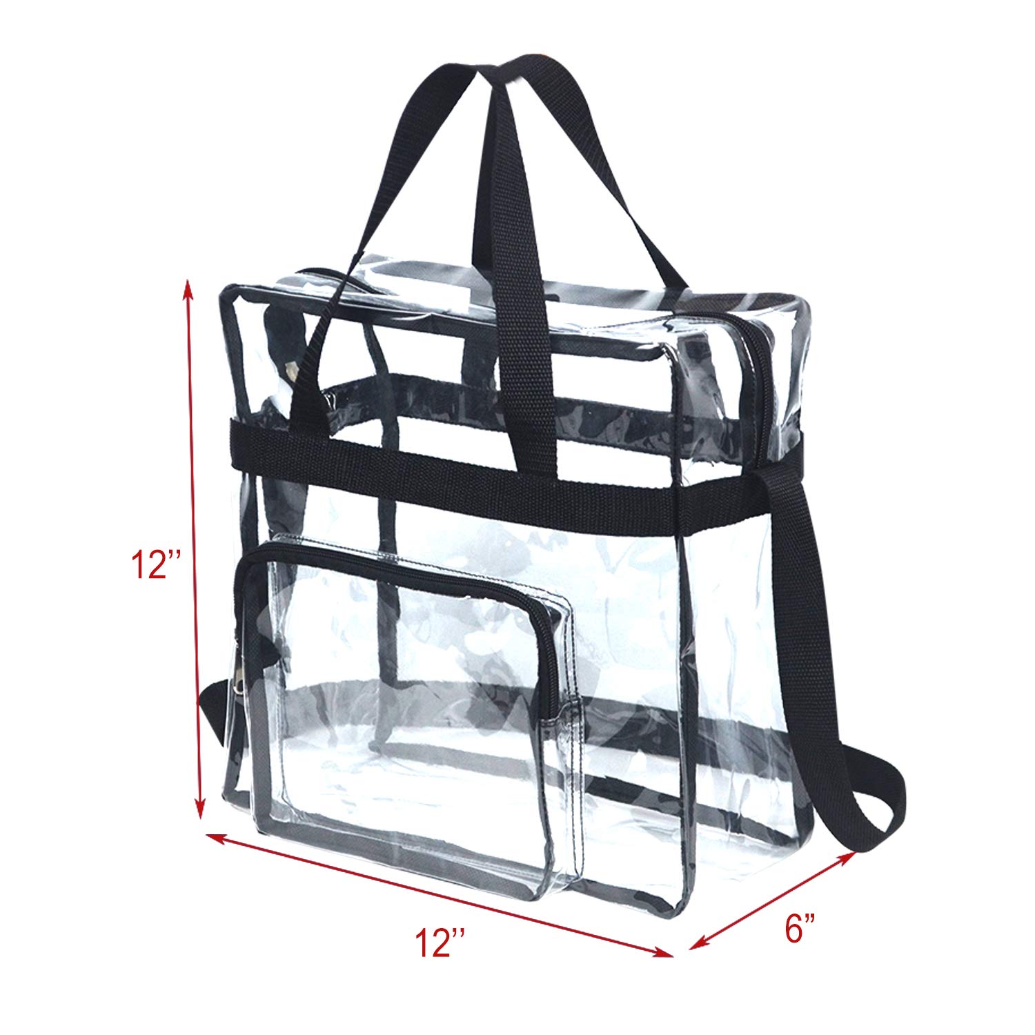 SARVERTIC Clear Tote Bag - Large Transparent Waterproof Travel Toiletry Crossbody Bag with Adjustable Shoulder Strap & Secure Zipper Closure | Perfect for Stadium Events, Work Commute, Sports Games, Concerts, Beach Trips & Airport Security | Trendy PVC Cosmetic Organizer for Women & Men