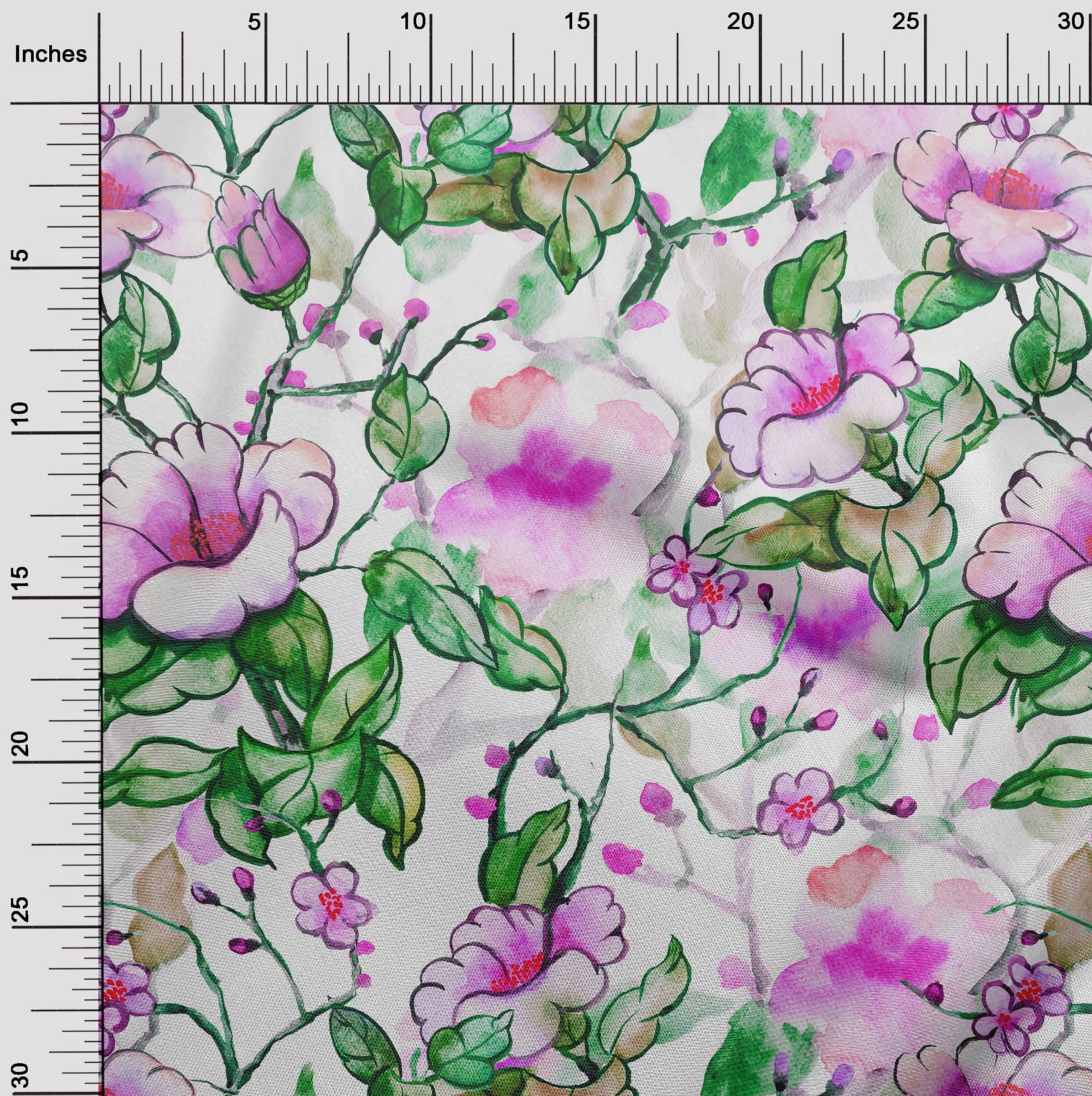 oneOone Cotton Poplin Twill Fuchsia Pink Floral Print Fabric by The Yard - 56 Inch Wide Dress Material for Summer Dresses, Skirts & DIY Sewing Projects