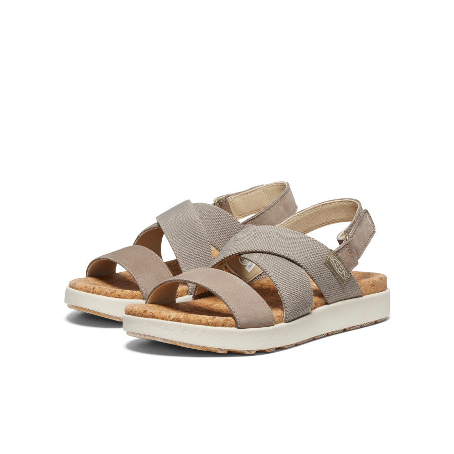 Women's Elle Criss Cross Sandals - Comfortable Brindle/Birch Strappy Summer Shoes for Beach, Vacation & Casual Outings
