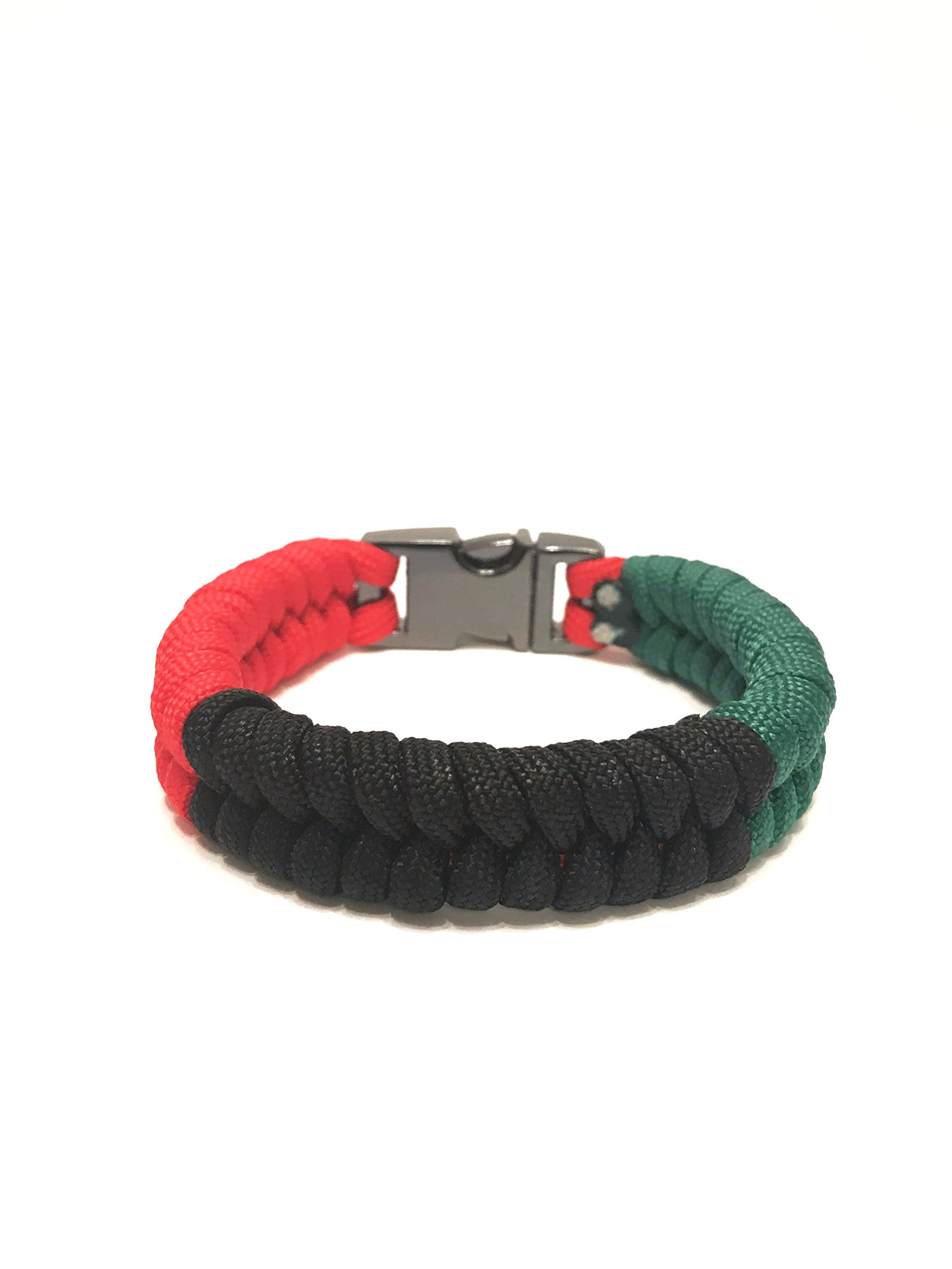 African American Flag Paracord Bracelet for Men & Women - Adjustable Size 8.5 - Patriotic Outdoor Survival Gear for Camping, Hiking & Everyday Wear