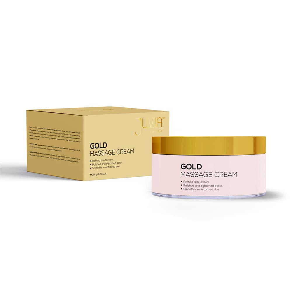 Juvia Essentials Gold Massage Cream 200g & Papaya Face Pack 200g - Anti-Aging Skincare Set for Glowing Skin | Perfect for Spa Day & At-Home Facial Treatments