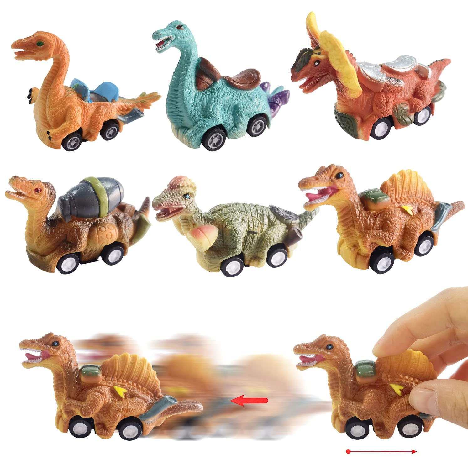 Dinosaur Pull Back Cars Toys Inside - 6 Pack Jumbo Easter Eggs for Kids, Boys & Toddlers - Fun Easter Basket Stuffers & Egg Fillers for Holiday Parties, Egg Hunts and Birthday Gifts