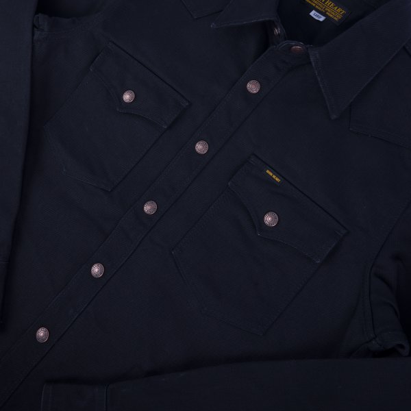 Iron Heart IHSH 362 16oz Non Selvedge Denim CPO Shirt - Superblack (Fades To Grey) | Heavyweight Workwear Shirt for Men | Perfect for Outdoor Work, Motorcycle Riding & Casual Wear