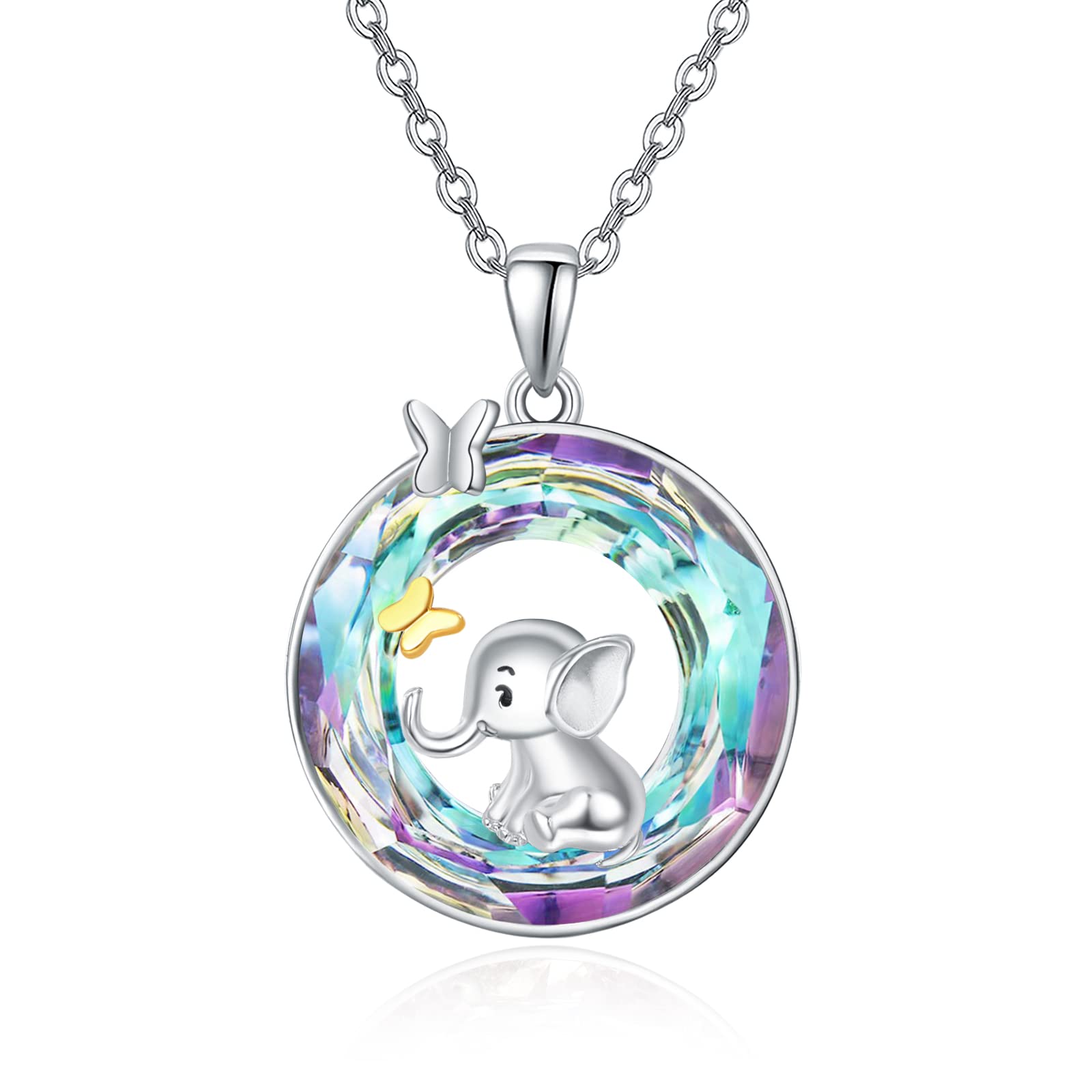 Sterling Silver Elephant Necklace for Women - Cute Animal Jewelry with Crystal Pendant, Lucky Elephant Gift for Mom, Daughter, Sister | Perfect for Birthdays, Anniversaries & Everyday Wear