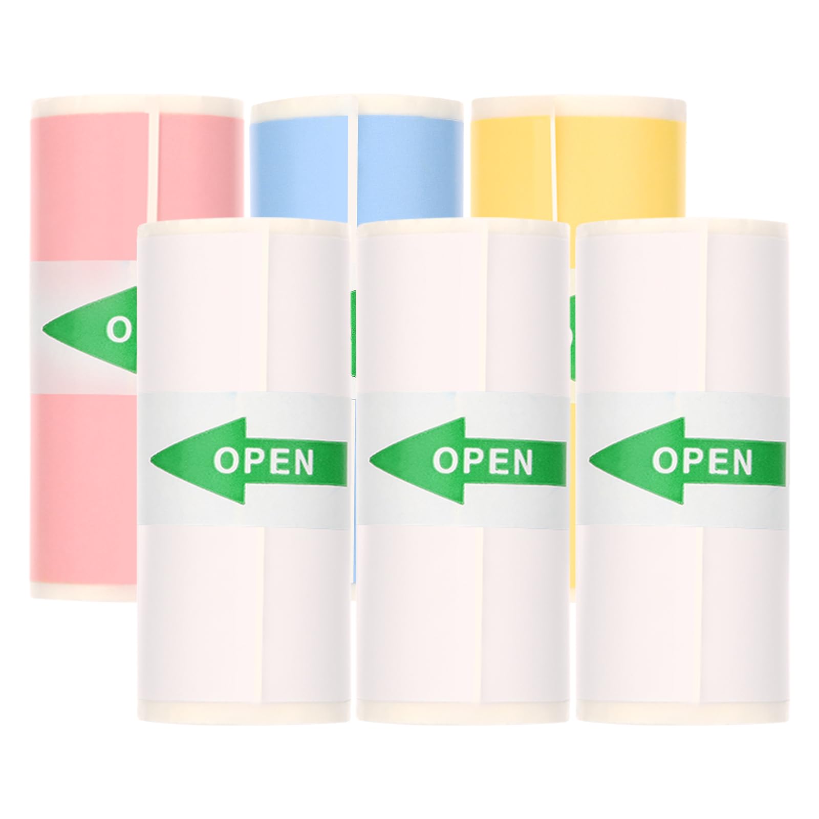 Mafiti 6 Rolls Self-Adhesive Thermal Mini Printer Paper (3 White + 3 Colorful) - 57x25mm for X6 Mini Pocket Printer | Perfect for Labeling, Organizing, DIY Crafts & Small Business Packaging