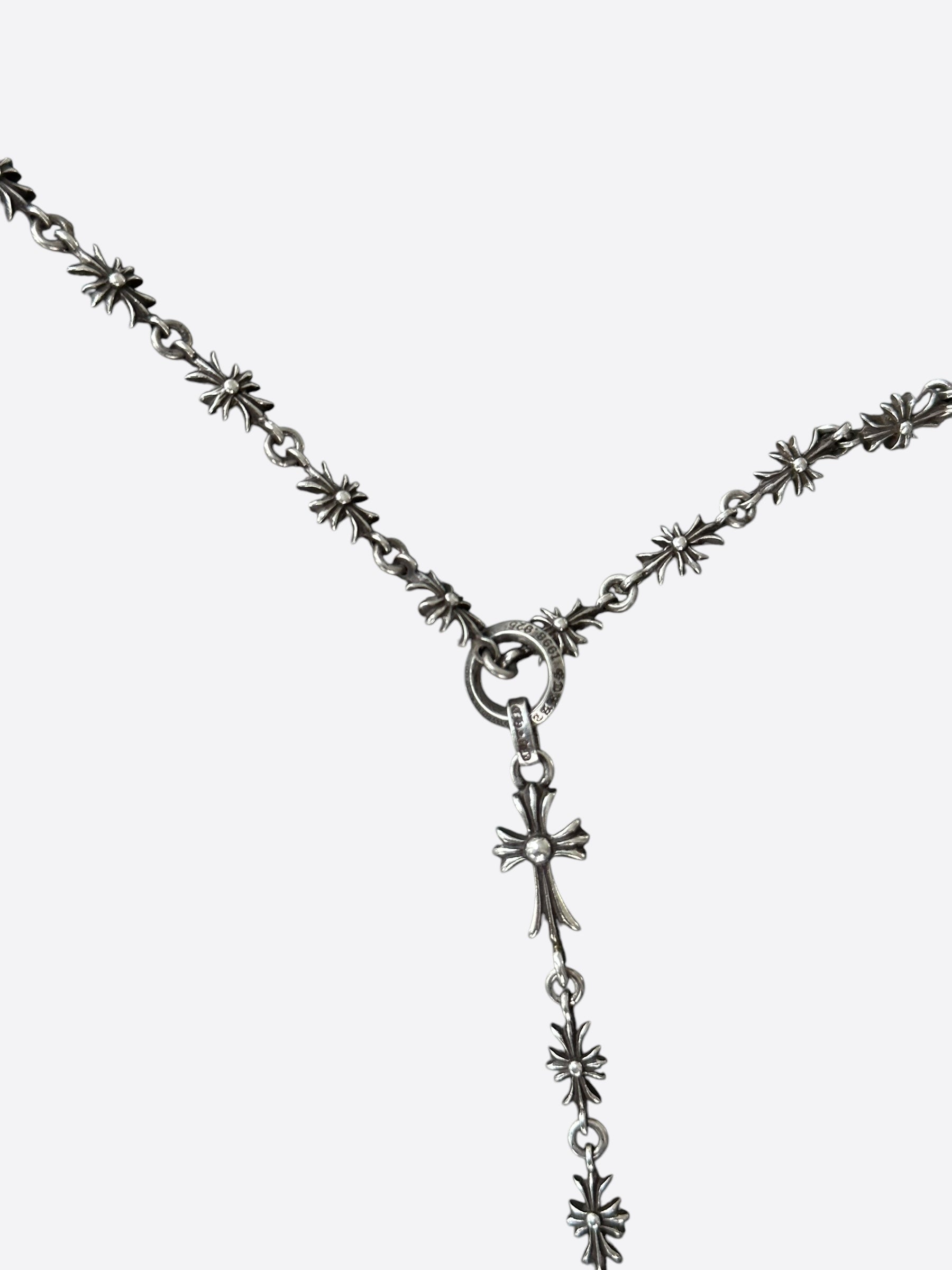 Chrome Hearts Sterling Silver Tiny E Chain Cross Pendant Necklace for Women & Men - Perfect for Gifts, Layering & Everyday Wear