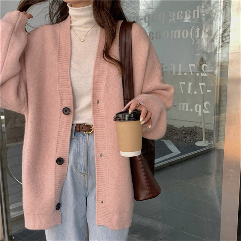 Lazy Style Sweater Cardigan for Women - Soft V-Neck Knit Jacket for Spring & Fall | Cozy Casual Wear for Office, Travel & Home Relaxation