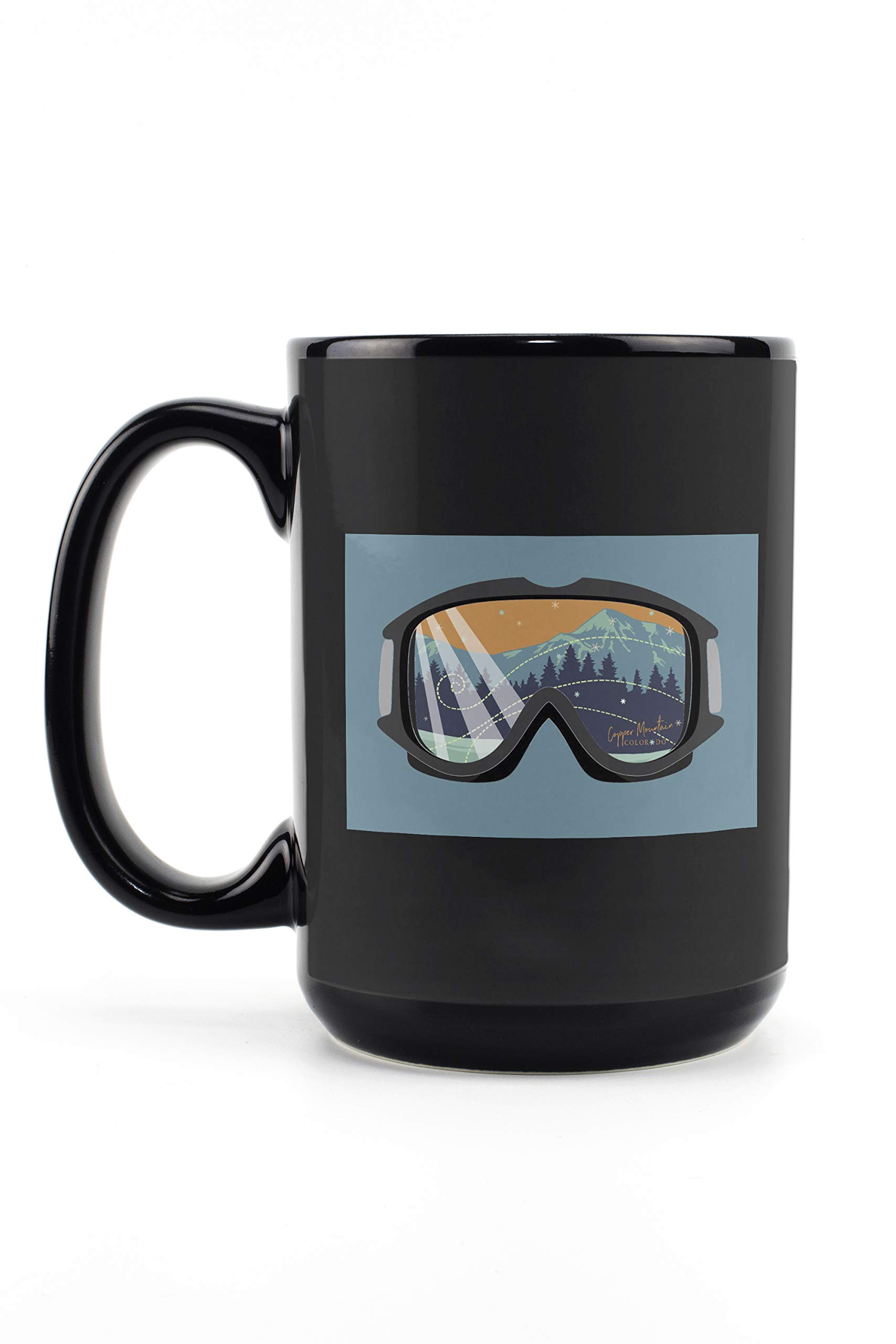 **Colorado Copper Mountain Snow Goggles - 15oz Black Ceramic Coffee & Tea Mug - Dishwasher & Microwave Safe - Perfect for Skiing, Hiking & Outdoor Adventures**
