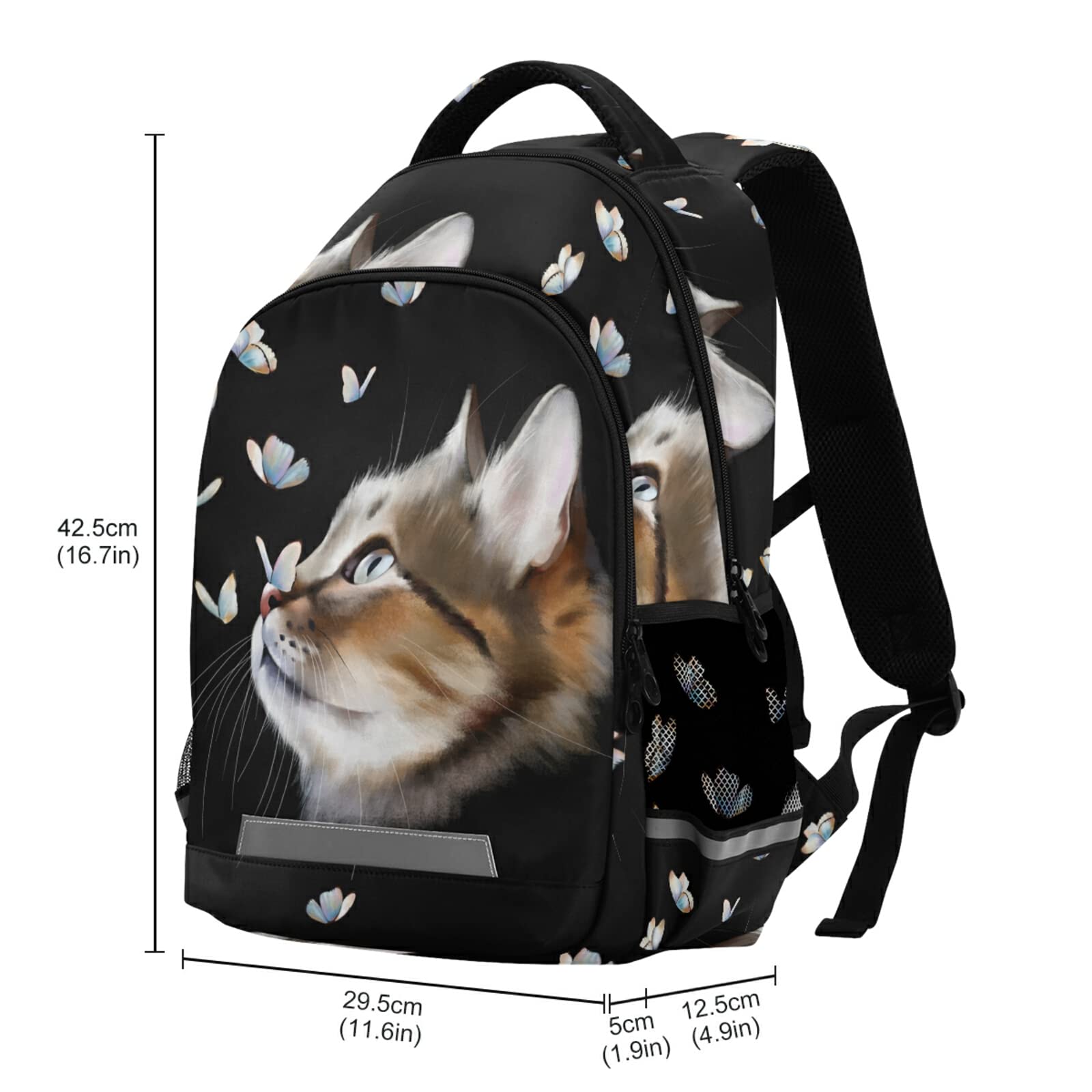 ALAZA Cute Kitty Cat with Butterfly Backpack - Lightweight Travel Laptop Daypack for School, Work & College | Perfect Unisex Book Bag for Men & Women | Ideal for Commuting, Campus & Daily Use