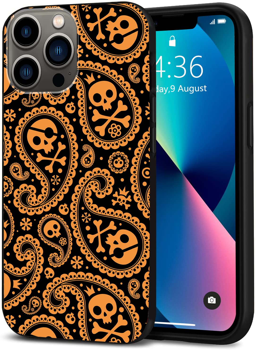 Shockproof TPU Phone Case for iPhone 13 Pro Max (6.7 Inch) - Floral Paisley & Skull Design Protective Cover for Women & Girls | Slim Fit Soft Bumper Case - Perfect for Daily Use, Work & Travel Protection