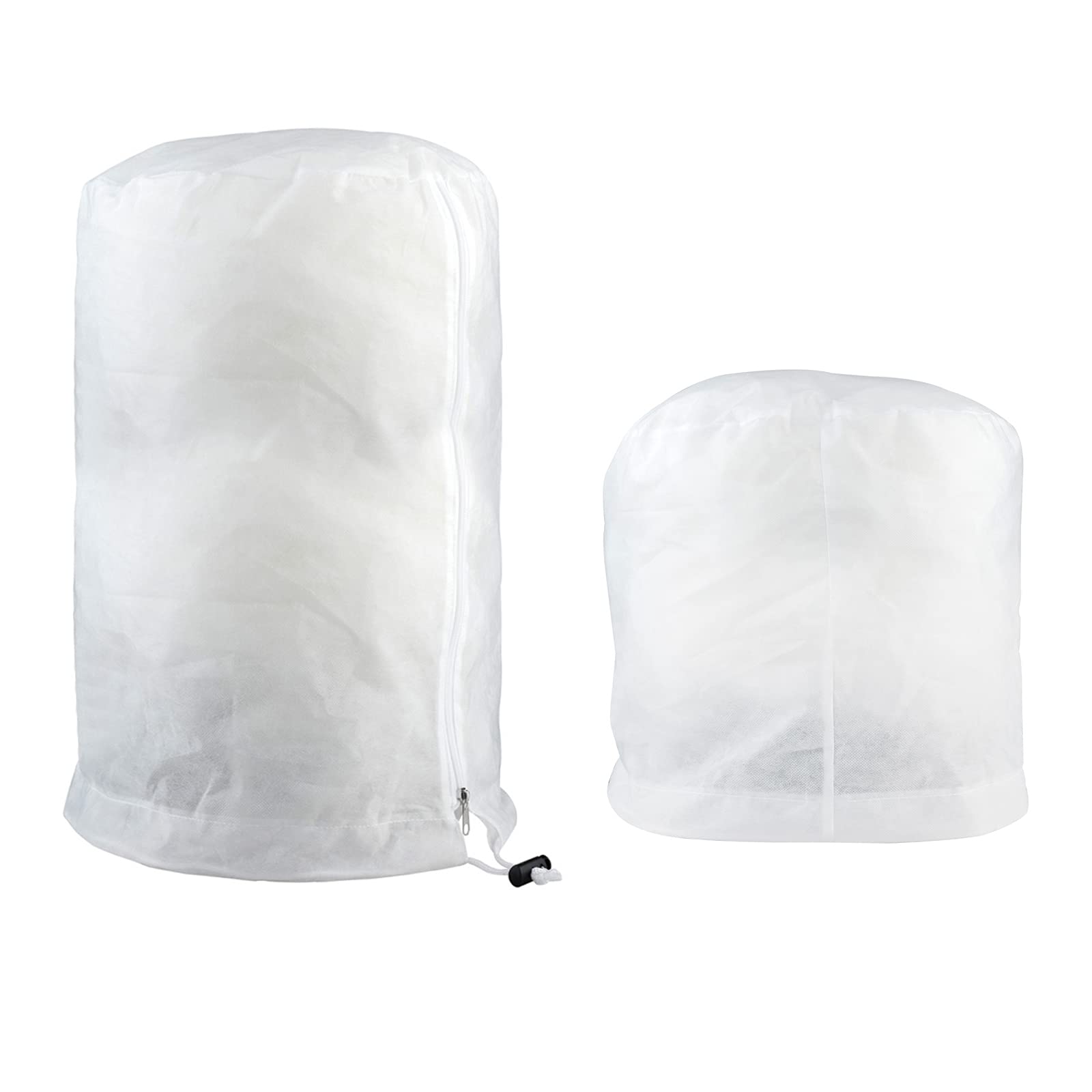 STOYRB 2-Pack Winter Plant Protection Covers with Drawstring & Zipper - Frost Cloth for Cold Weather, Freeze Protection & Bird/Insect Prevention (2 Styles) - Ideal for Garden Trees, Shrubs & Potted Plants in Winter