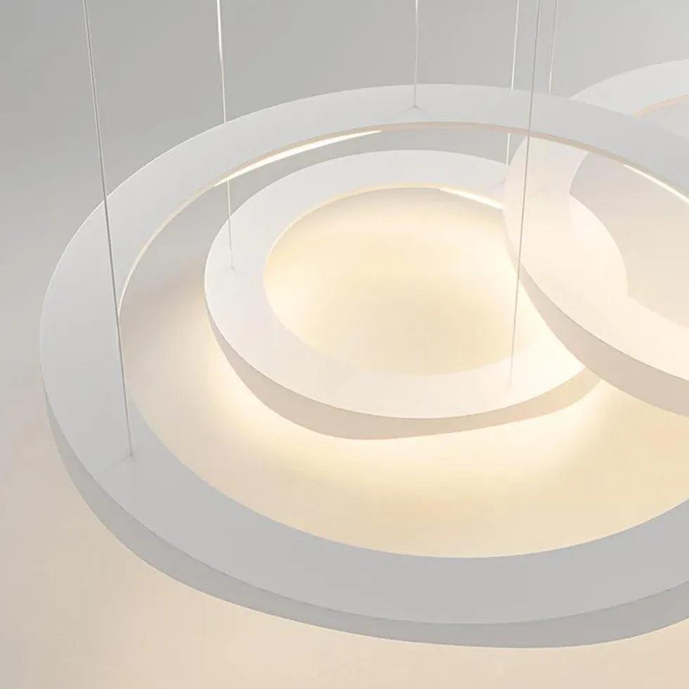 Modern Ring Shaped Metal Acrylic LED Pendant Light for Living Room - Dimmable Hanging Ceiling Lamp for Dining Room, Bedroom, Kitchen & Office Lighting