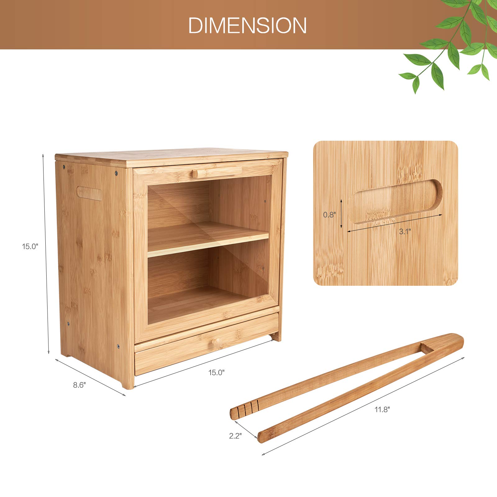 Large Bamboo Bread Box for Kitchen Countertop - Double Layer Bread Storage Container with Utensil Tray Drawer Organizer | High Capacity Bread Keeper for Fresh Baguettes, Sourdough & Pastries | Perfect for Bakeries, Restaurants & Home Kitchens