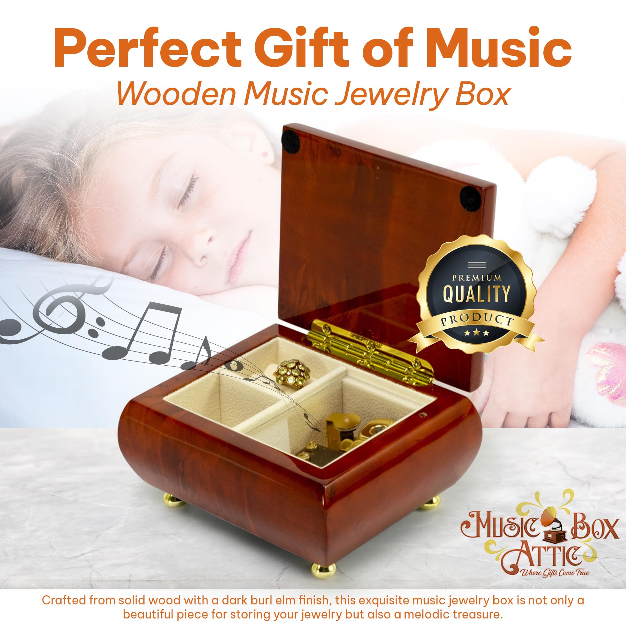Personalized Wooden Musical Jewelry Box for Women & Girls - Custom Song Jewelry Organizer with Music - Elegant Earrings & Rings Storage Box - 5.0 x 4.5 x 2.5 Inches (And I Love Her) - Perfect Gift for Birthdays, Anniversaries & Valentine's Day