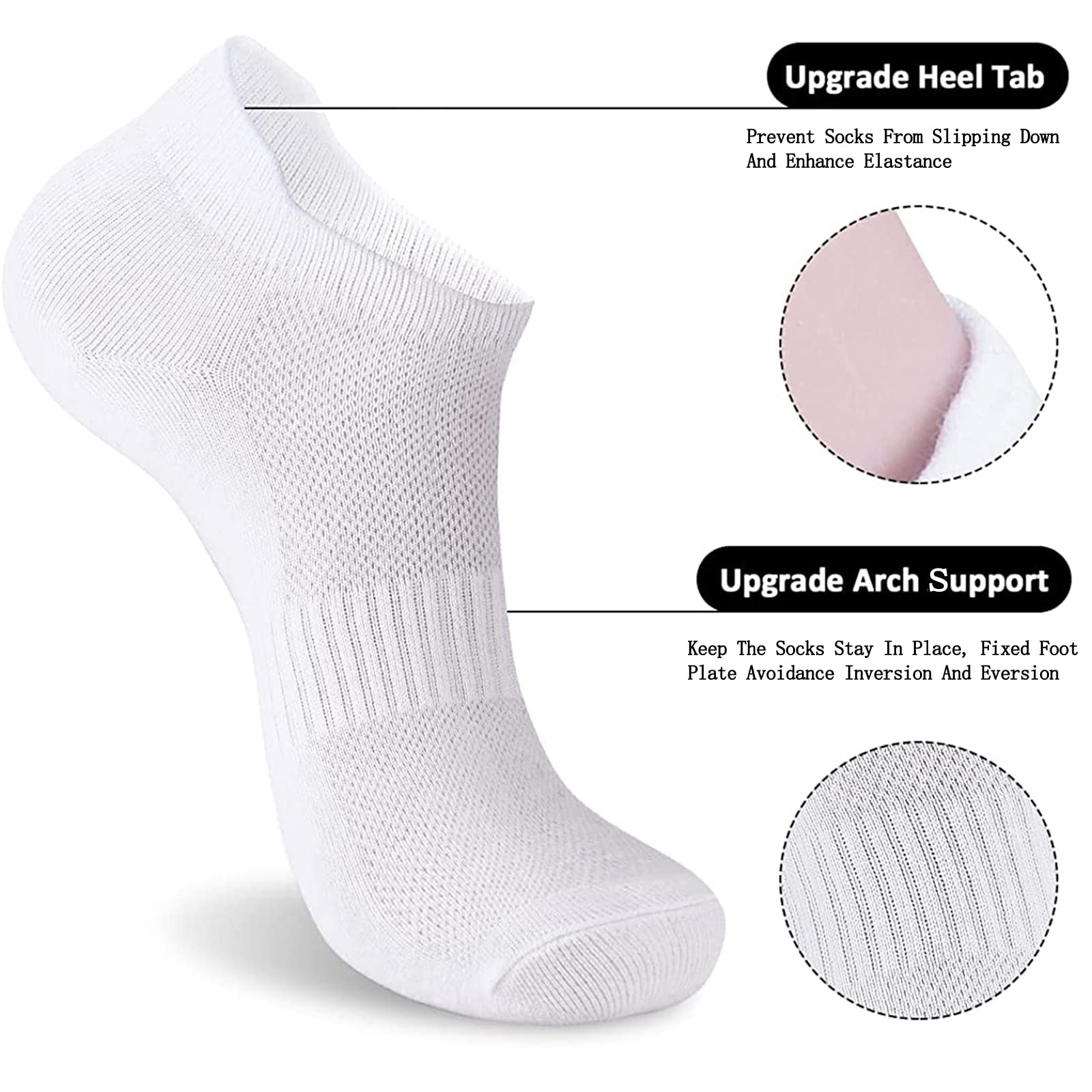Brookhaus Women's Ankle Running Socks 6/10 Pairs - Low Cut Breathable Cotton No-Show Athletic Socks with Tab for Running, Gym, Yoga & Everyday Wear - Perfect for Sports, Workouts & Casual Outfits