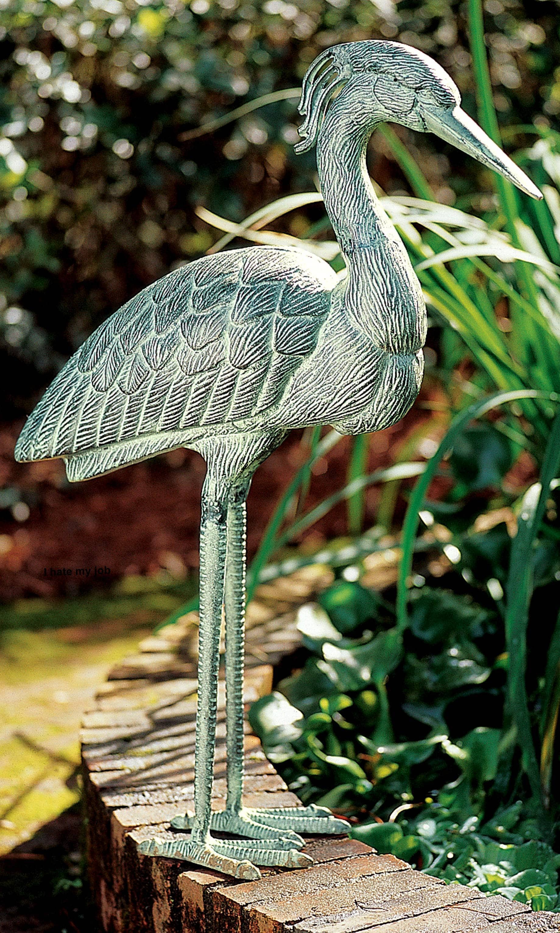Cast Aluminum Great Blue Heron Statue - Elegant Outdoor Garden Decor for Patio, Yard & Pond Landscaping | Durable & Weather-Resistant Art Sculpture