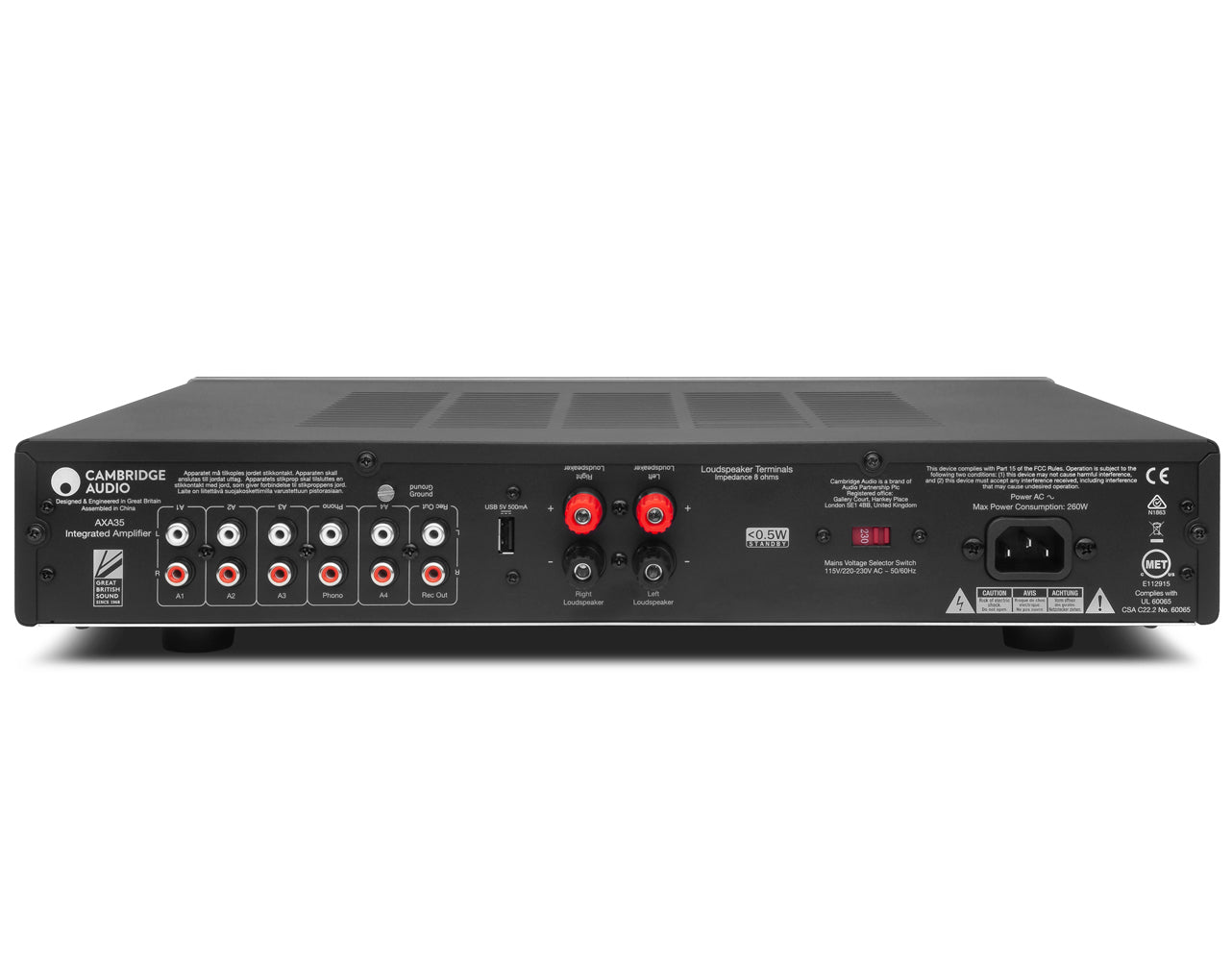 Cambridge Audio AXA35 Integrated Stereo Amplifier - 60W x 2 Channel Hi-Fi Audio System for Home Theater, Turntable & Speakers | Perfect for Living Room, Office & Music Studio Setup