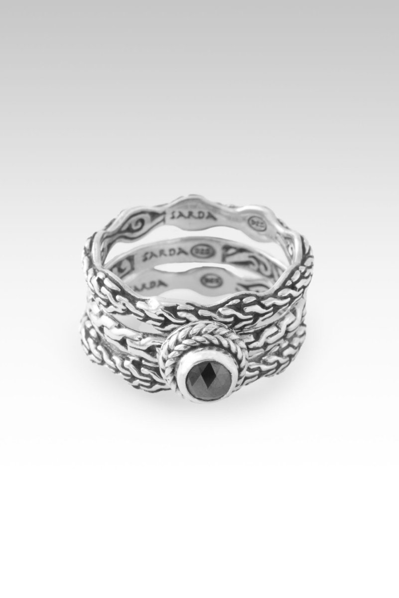 Black Diamond Chain of Hope Ring Set of 3 - Elegant Stackable Rings for Women, Perfect for Everyday Wear, Anniversary Gifts & Special Occasions
