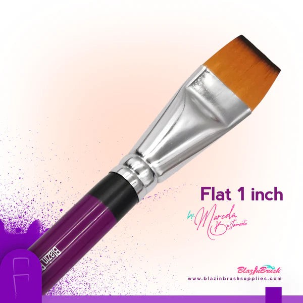 Blazin Brush Flat 1 Inch - Professional Paint Brush for Artists & DIY Projects - Perfect for Canvas, Walls & Home Decor Painting