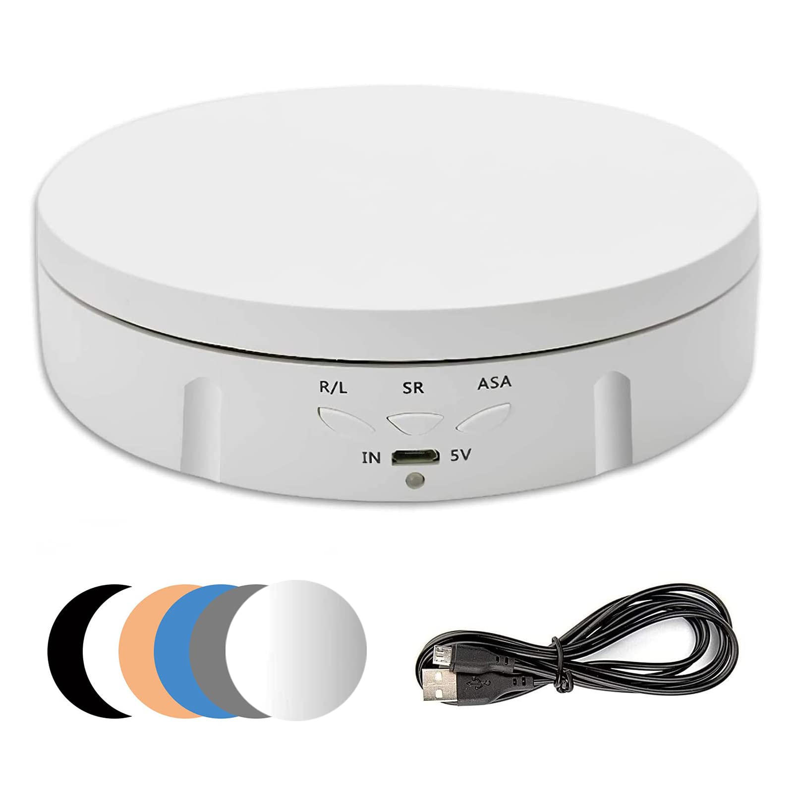 Luolety 360° Motorized Electric Photography Turntable - 10kg Load Capacity Rotating Display Stand with 5 Backgrounds for Jewelry, Watches & Product Photography | Perfect for Live Videos, E-commerce Listings & Social Media Content Creation