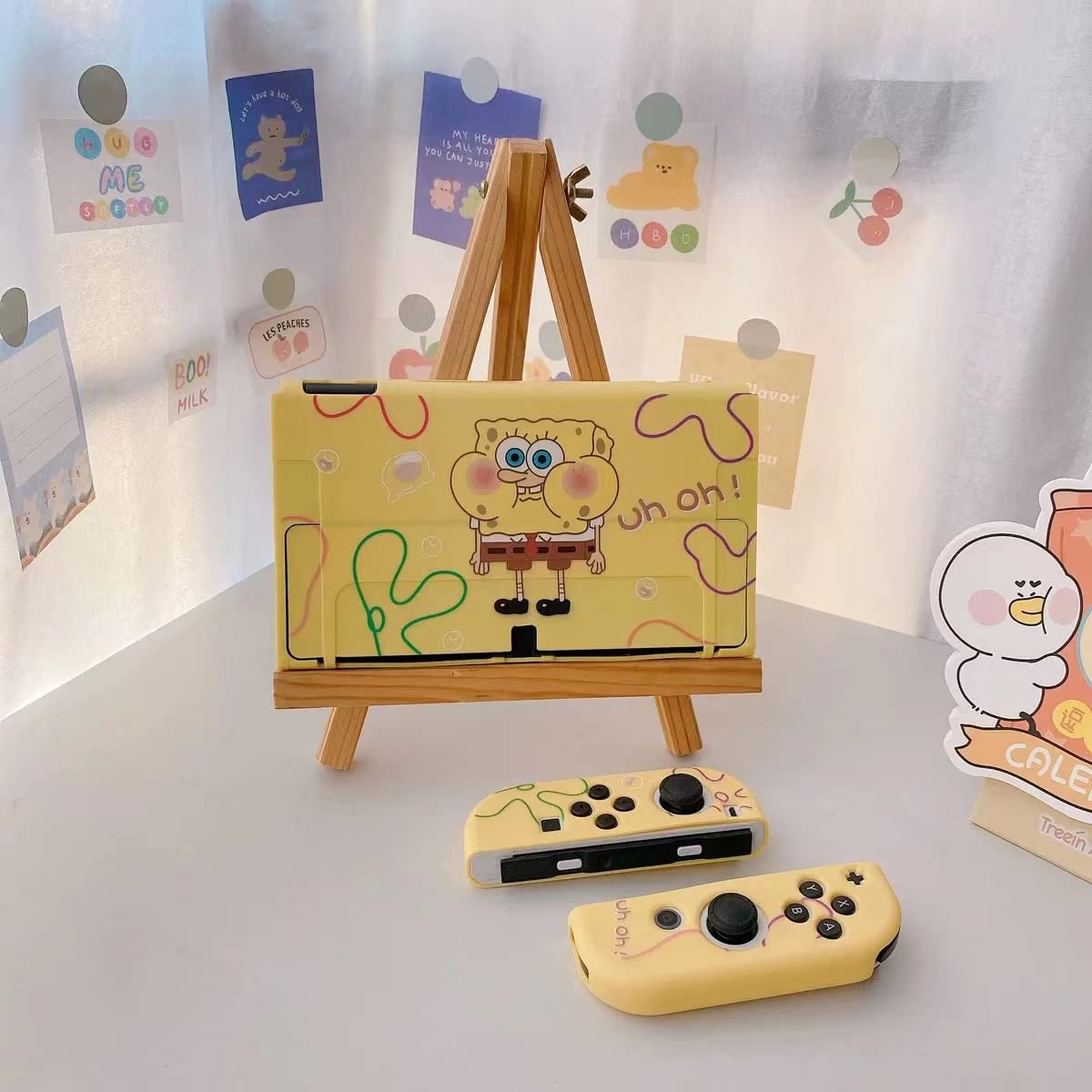 Spongebob Squarepants Nintendo Switch OLED Case - Dockable Protective Cover with Soft TPU Grip & Sparkle Skin Set for Gaming Comfort | Perfect for Travel, Home Play & Gift Giving