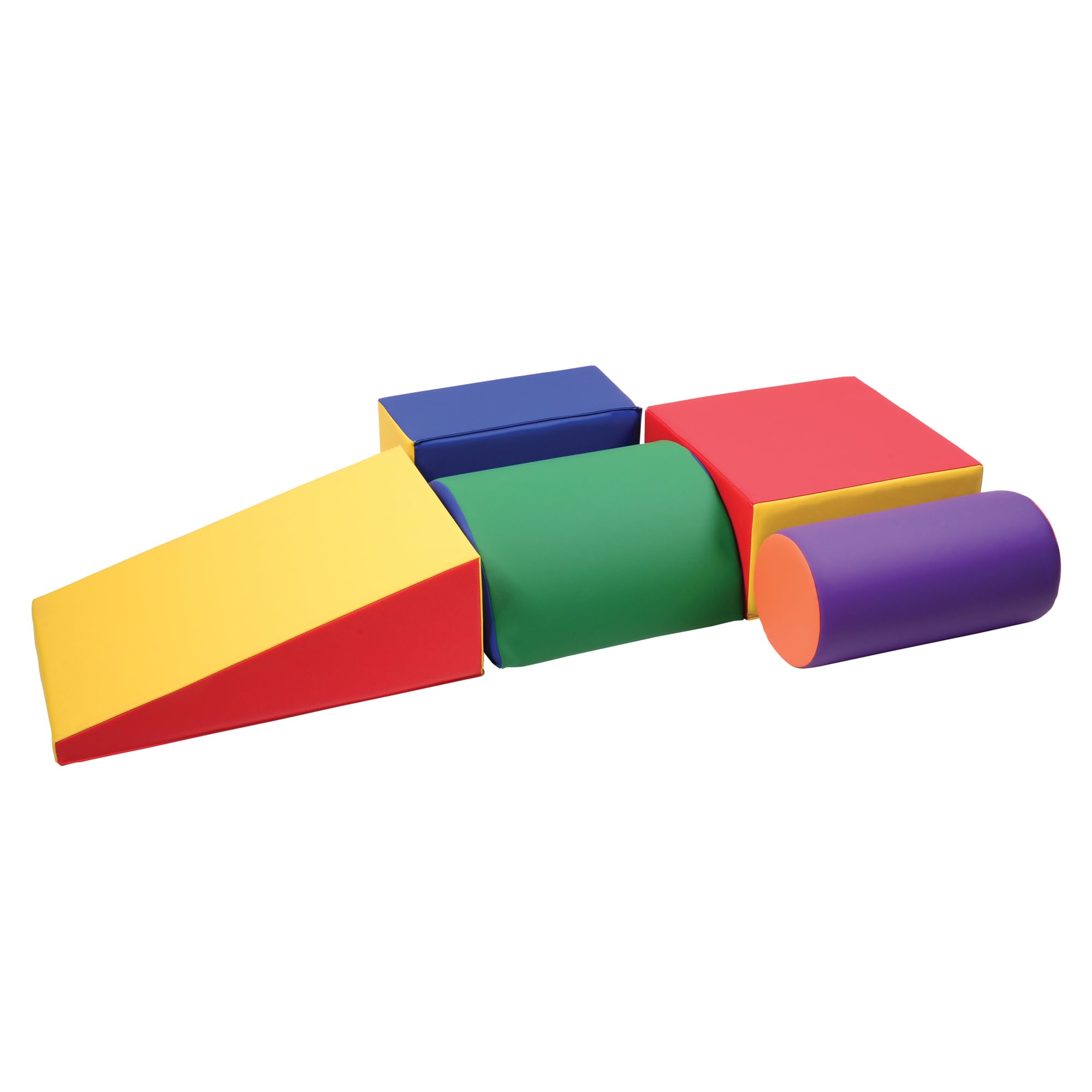 Constructive Playthings Soft Foam Climbing Toys for Toddlers & Kids - 5-Piece Padded Shapes Set with Sturdy Vinyl Cover | Daycare & Indoor Play Equipment | Easy to Clean, Safe & Durable for All Ages | Perfect for Preschools, Playrooms & Home Play Areas