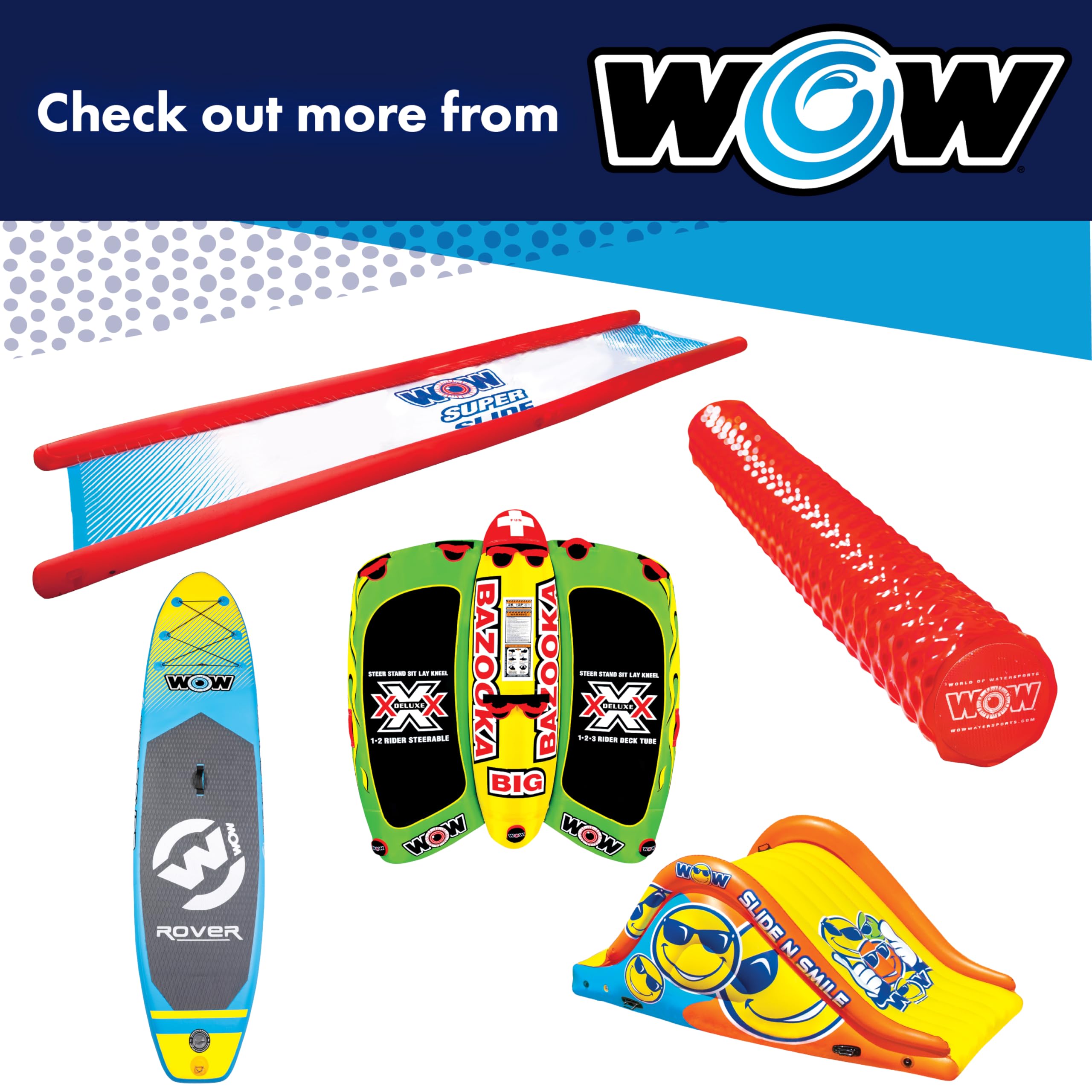 Wow Sports 14-2130 Beach Bronco Blue - Premium Inflatable Ride-On Toy for Kids, Perfect for Pool, Beach & Backyard Water Play | Durable Outdoor Summer Fun Float