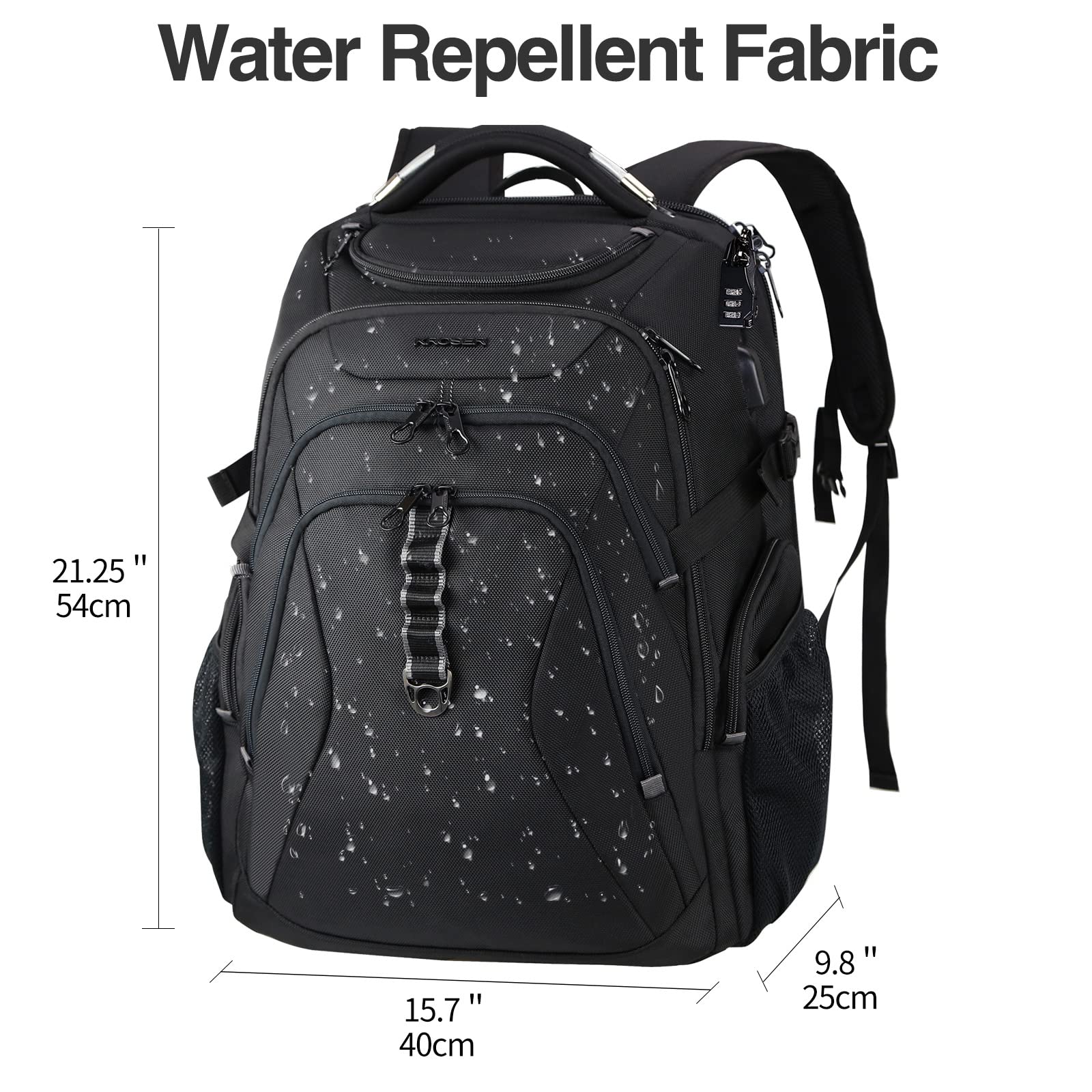 KROSER 18.4 Inch XXXL Travel Laptop Backpack - Water-Resistant Hard Shell Gaming Backpack with RFID Protection & Saferoom Pockets - Stylish Business College Daypack for Men & Women (Black) - Perfect for Work, School, Travel & Commuting