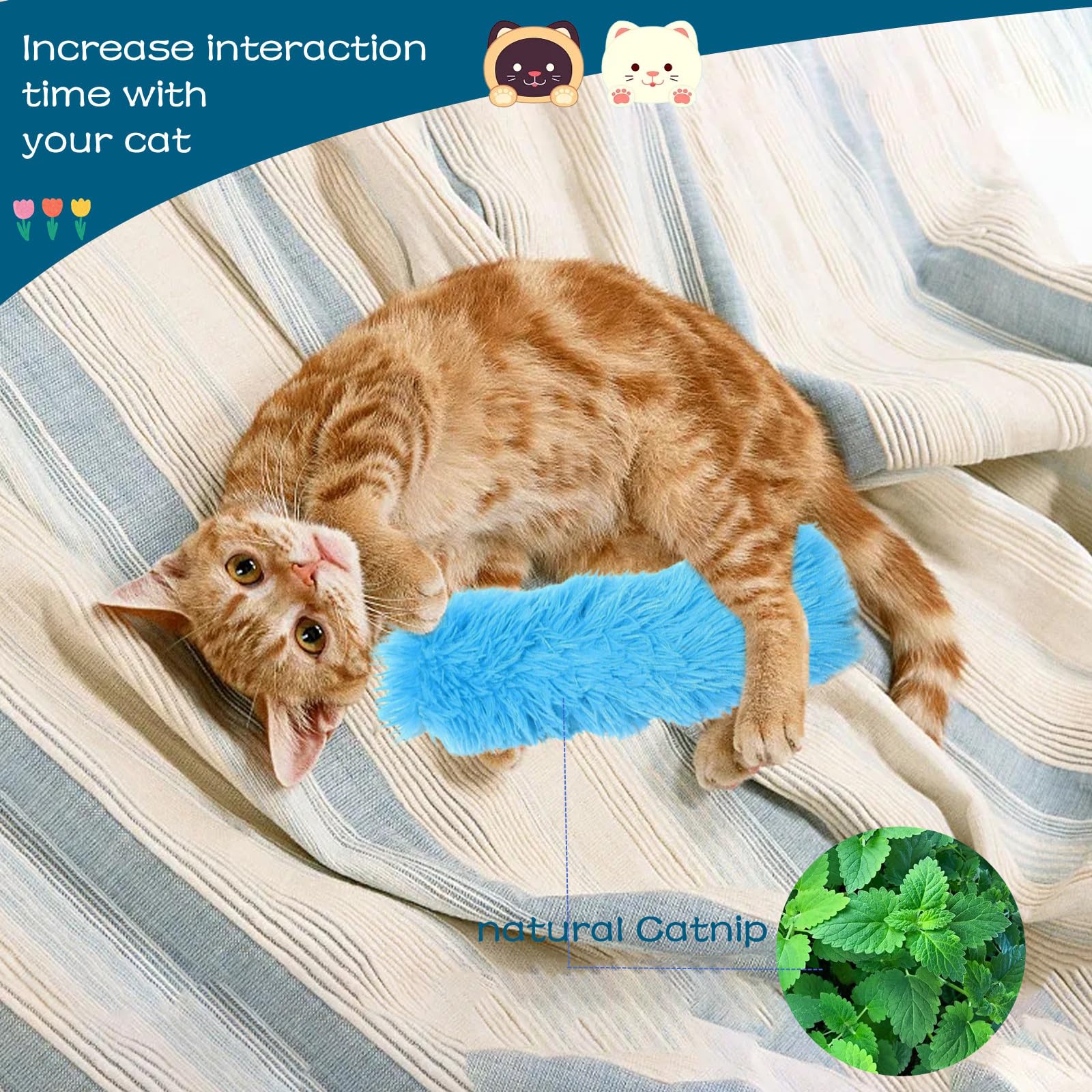 YVPSI 4 Pack Cat Toys with Catnip - Interactive Kitten Kicker Plush Pillows for Indoor Cats | Fun Exercise & Playtime for Kittens | Perfect for Boredom Relief & Stress Relief
