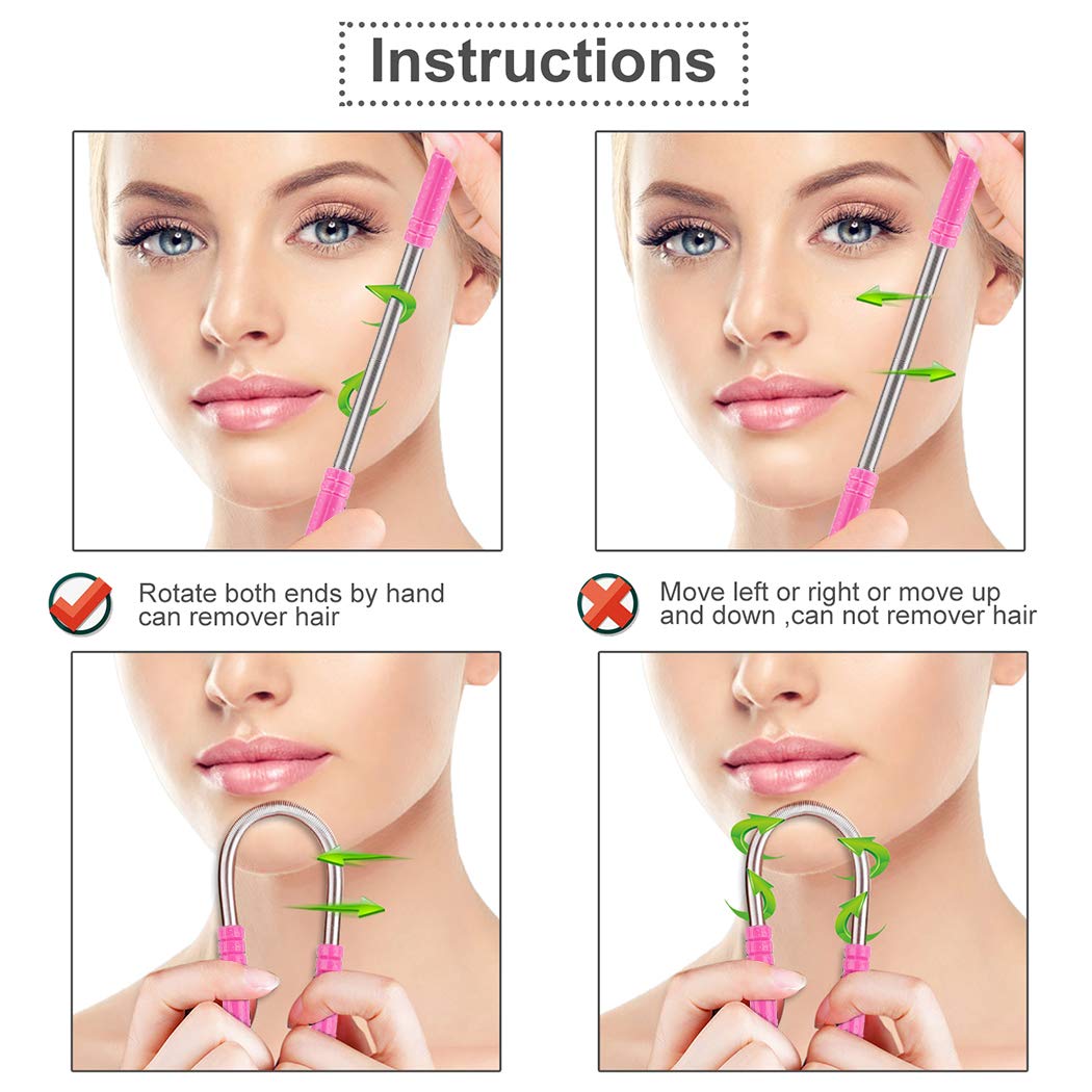 Legendog 9PCS Facial Hair Remover Spring Set - Portable Handmade Coil Hair Removal Tool with 9 Eyebrow Razors for Women & Men - Perfect for Eyebrow Shaping, Upper Lip & Chin Hair Removal at Home or Travel