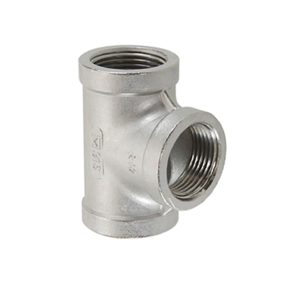 Stainless Steel Female NPT Pipe Tee Fitting - 304 Grade, 1/2 Inch, 3-Way Equal - Perfect for Plumbing, Hydraulic Systems & Industrial Applications