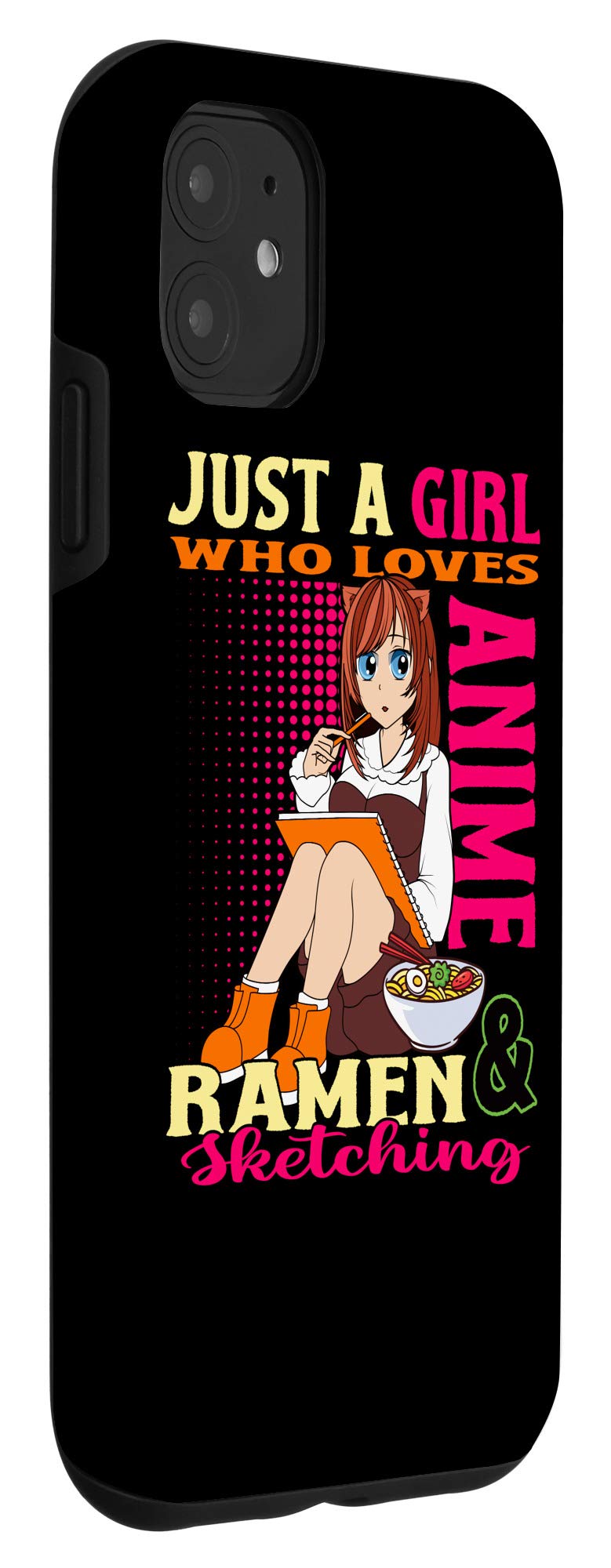 Trendy Anime Ramen Bowl iPhone 11 Case for Girls - Cute Japanese Manga Sketch Design - Perfect for School, Travel & Anime Lovers