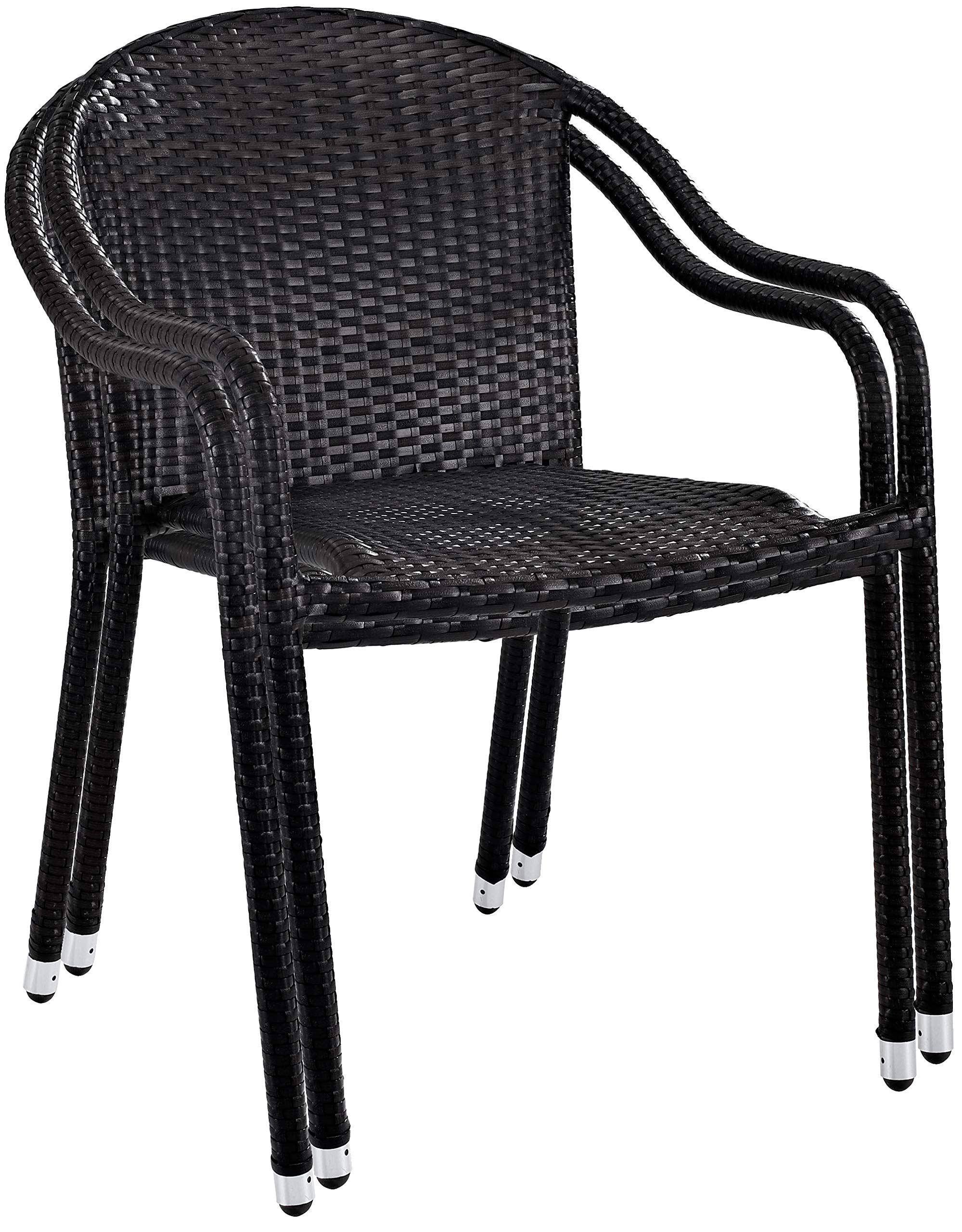 Crosley Palm Harbor 2-Piece Stackable Wicker Patio Chair Set - Brown Outdoor Dining Chairs for Porch, Garden, Poolside & Backyard Relaxation