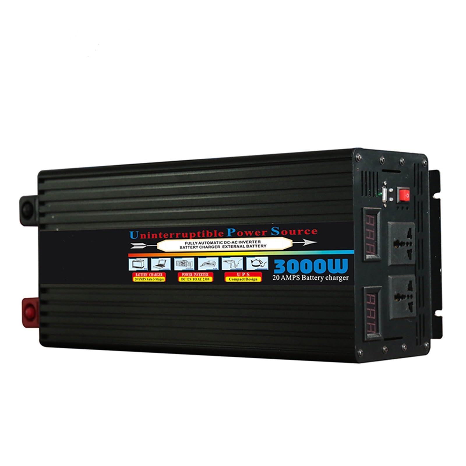 **MAAFRI 3000W Pure Sine Wave UPS Battery Backup - 24V/220V Uninterruptible Power Supply with LED Display & Charging Function - Ideal for Home, Office, and Electronics Protection**