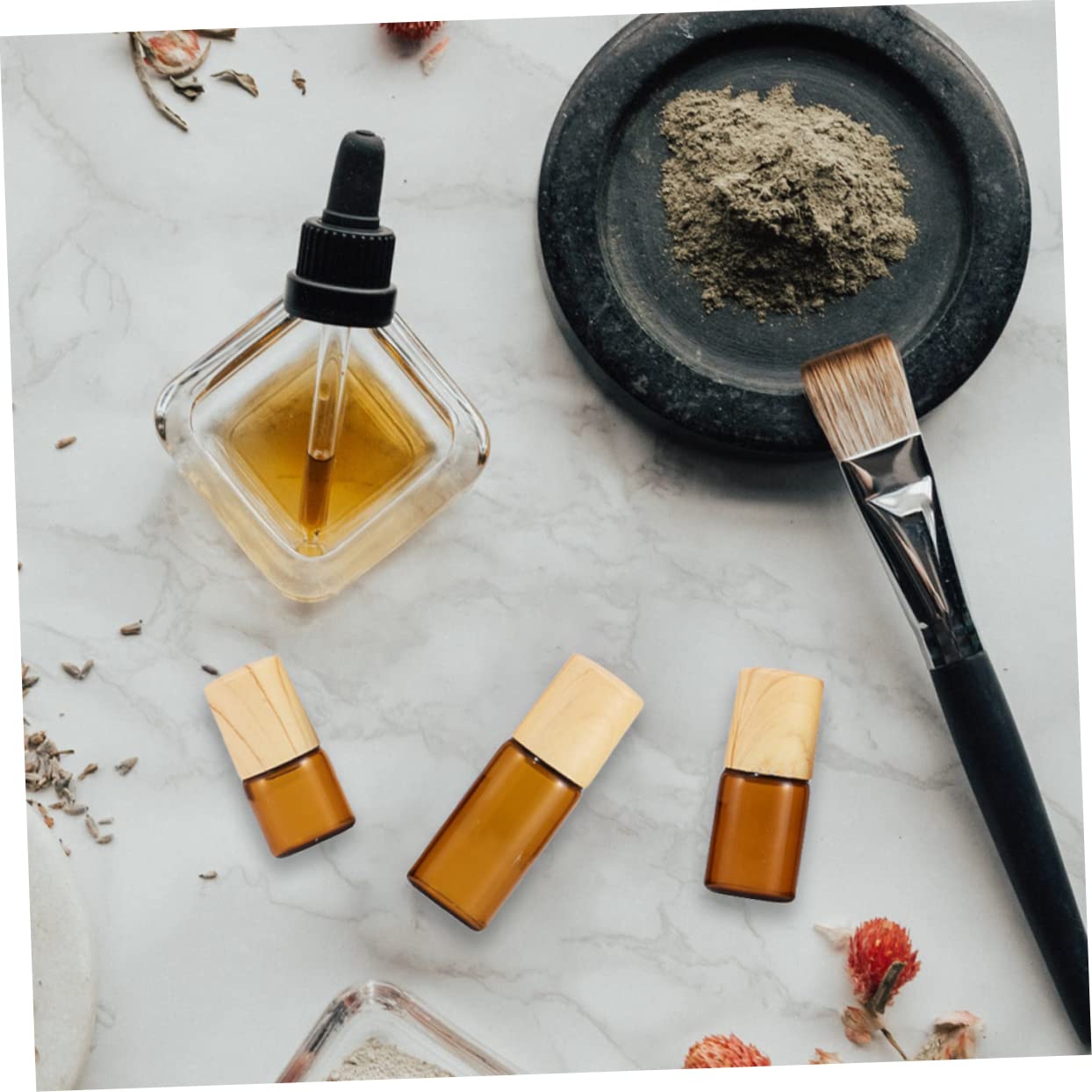 Beavorty 3ml Wooden Cap Essential Oil Roller Bottles - Perfume Roller Balls Set for Aromatherapy, DIY Blends & Travel Size Skincare (Pack of 12) - Perfect for Home Spa, Yoga & On-the-Go Relaxation