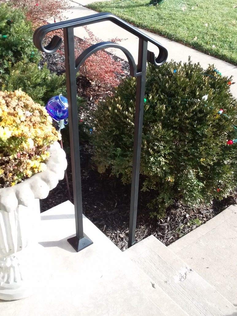 Iron X Handrail Arch #1 for Concrete Steps - Heavy Duty Steel Handrail Support - Perfect for Outdoor Stairs, Steps, and Entryways - Ideal for Home Safety and ADA Compliance