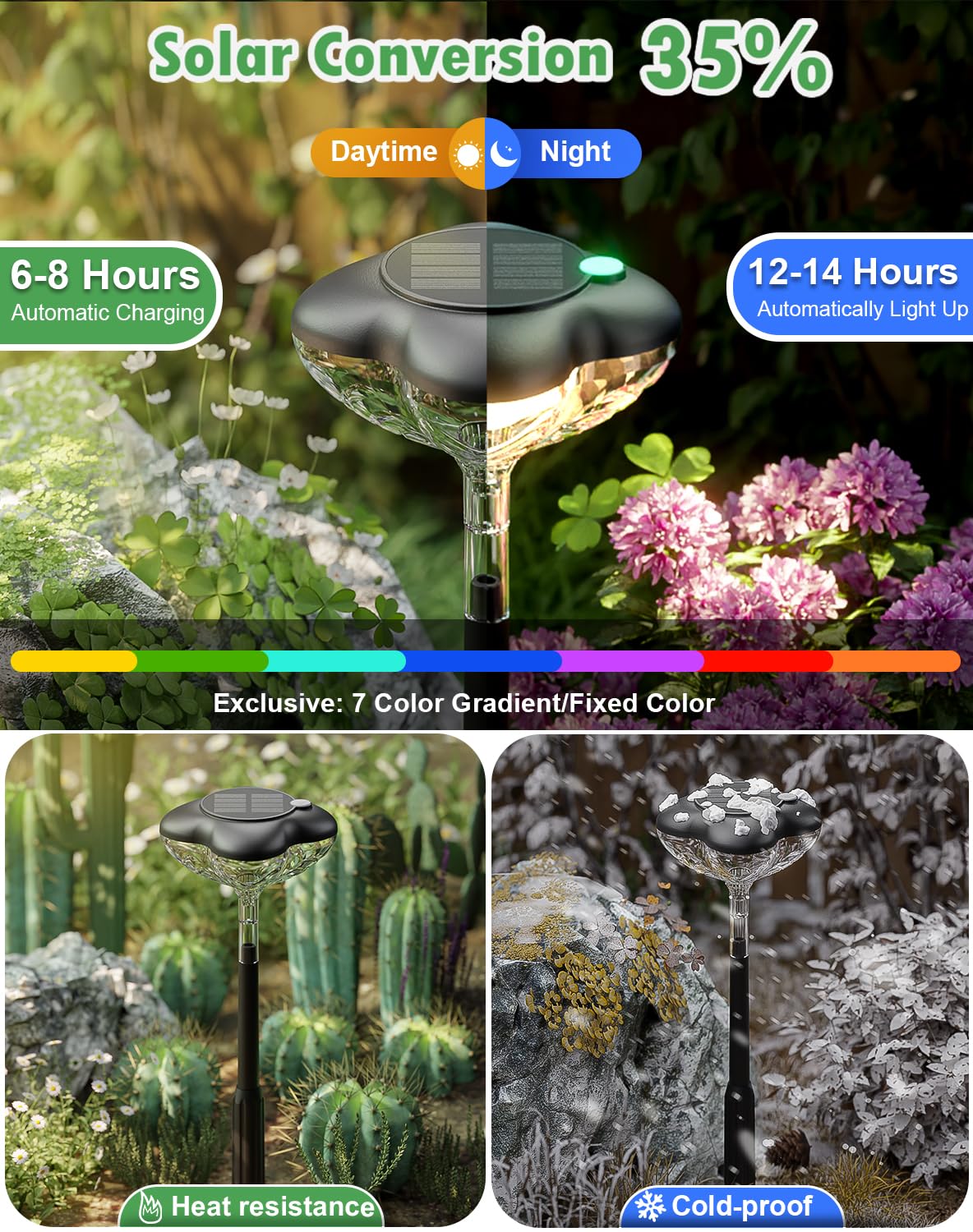 6 Pack Solar Pathway Lights Outdoor - Waterproof Garden Lights with 3 Modes (Clover Design) for Yard, Lawn & Walkway - Solar Powered Landscape Lighting Lasts 14 Hours - Perfect for Patio, Driveway & Backyard Decoration