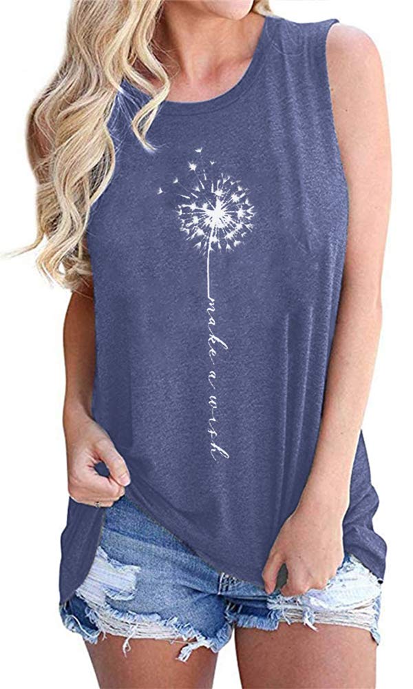 Vintage Dandelion Graphic Women's Tank Top - Soft Cotton Sleeveless Tee for Summer | Casual Outfit, Beach Wear & Festival Fashion