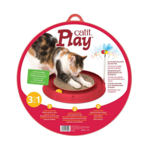 Catit Play and Scratch Red Cat Toy - Interactive Cat Scratcher with Play Ball for Indoor Cats - Perfect for Playtime, Exercise, and Stress Relief