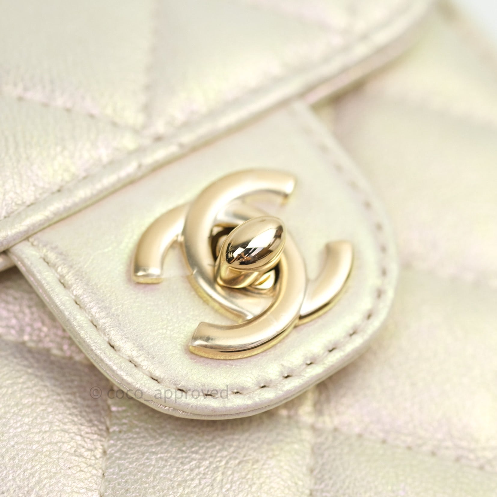 Chanel Classic Ivory Iridescent Gold Hardware Phone Holder - Luxury Designer Phone Case for iPhone & Samsung - Perfect for Parties, Travel & Everyday Use