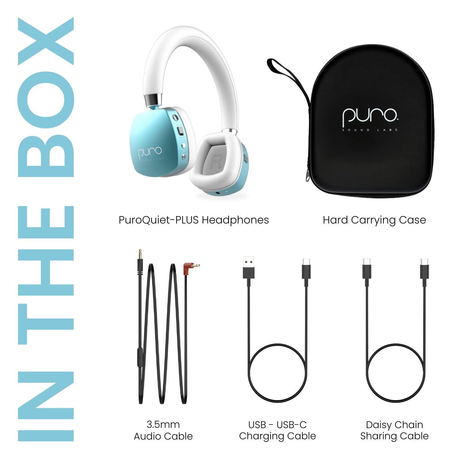 Puro Sound Labs PuroQuiet Plus Kids Bluetooth Headphones with Active Noise Cancelling - Volume Limited Safe Listening, Built-in Mic & Studio Sound - Lightweight On-Ear Design for School, Travel & Learning (Teal)