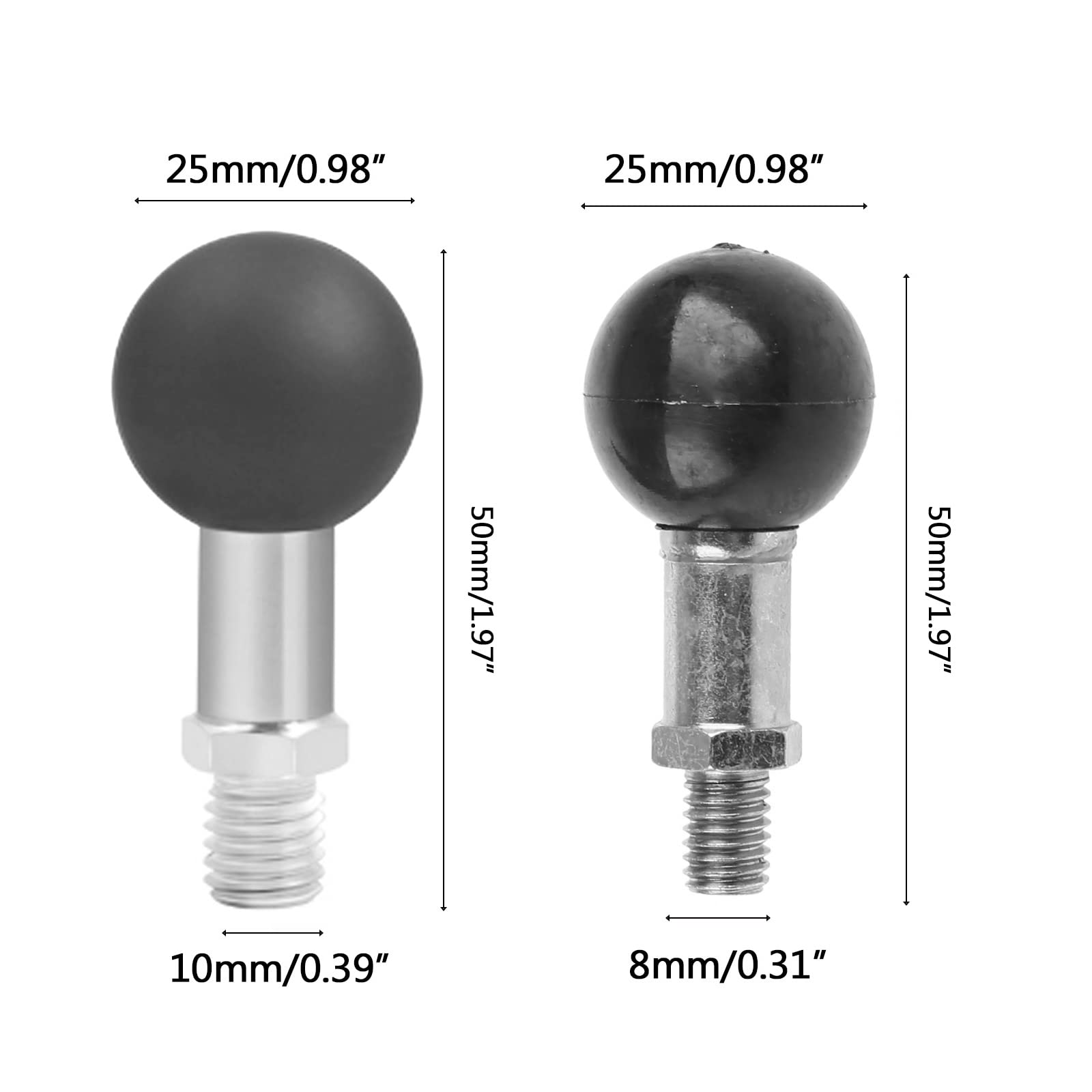 Haveratio 25mm Aluminum Alloy Ball Head Adapter with M10 Screw - RAM Mount Compatible Motorcycle Phone Holder for Car, Bike & ATV - Durable Bracket Stand for GPS, Camera & Mobile Devices