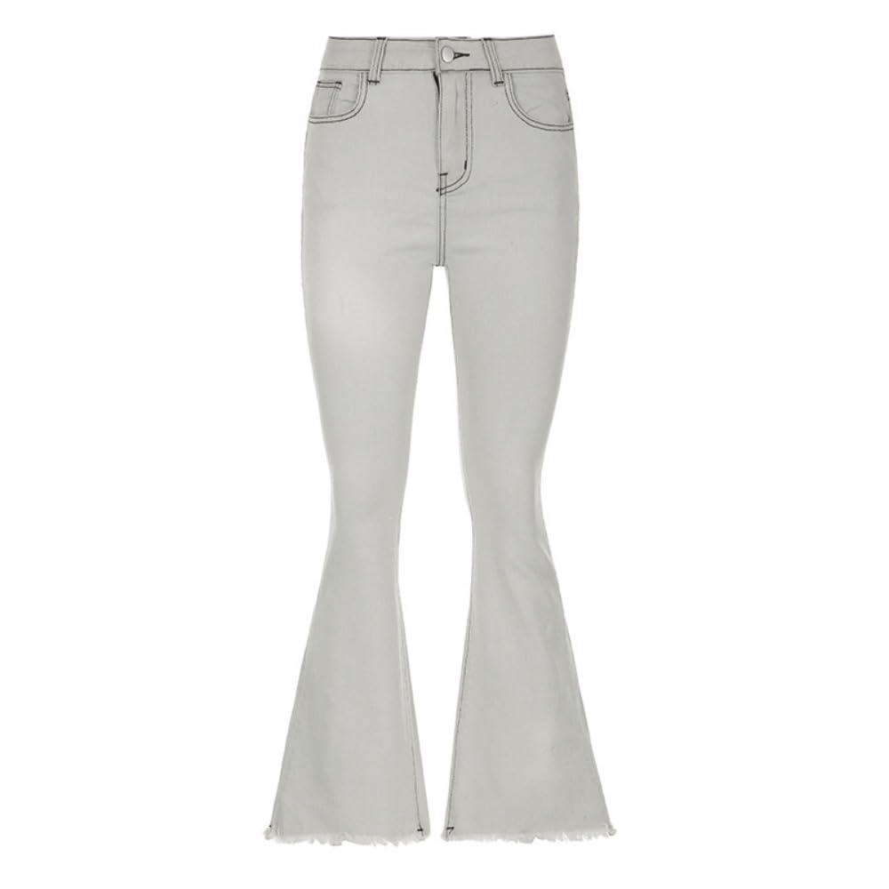 Y2K Retro Star Flared Jeans for Women - High Waisted Cross Print Denim Pants, Vintage Streetwear Casual Trousers | Perfect for 90s Fashion, Festival Outfits & Everyday Wear
