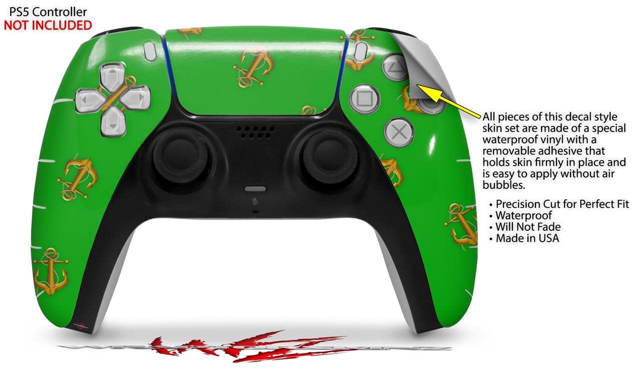 PS5 DualSense Controller Skin Wrap - Anchors Away Green for Gaming Protection
